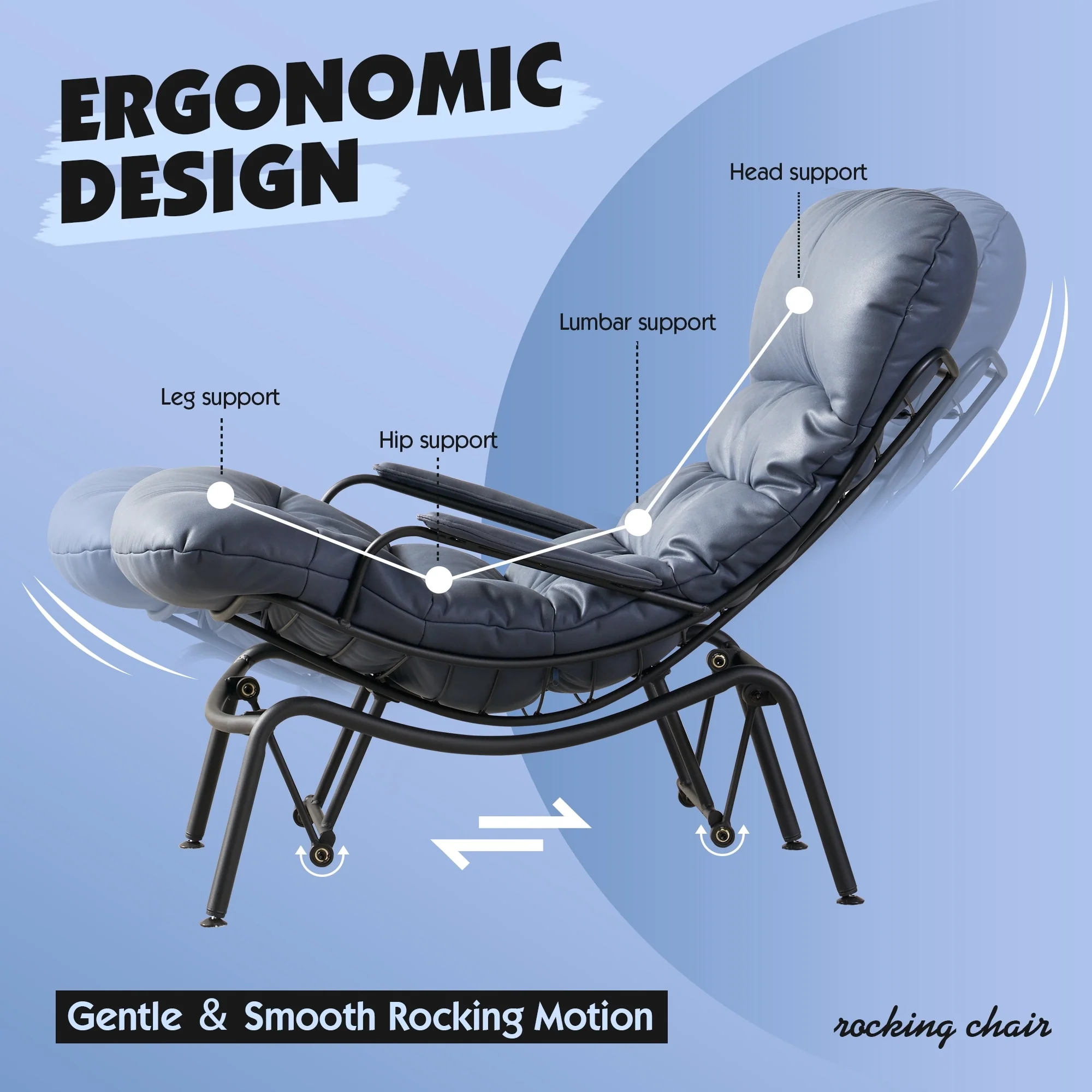 OVIOS Living Room Accent Chair Rocking Recliner Chair with Ottoman