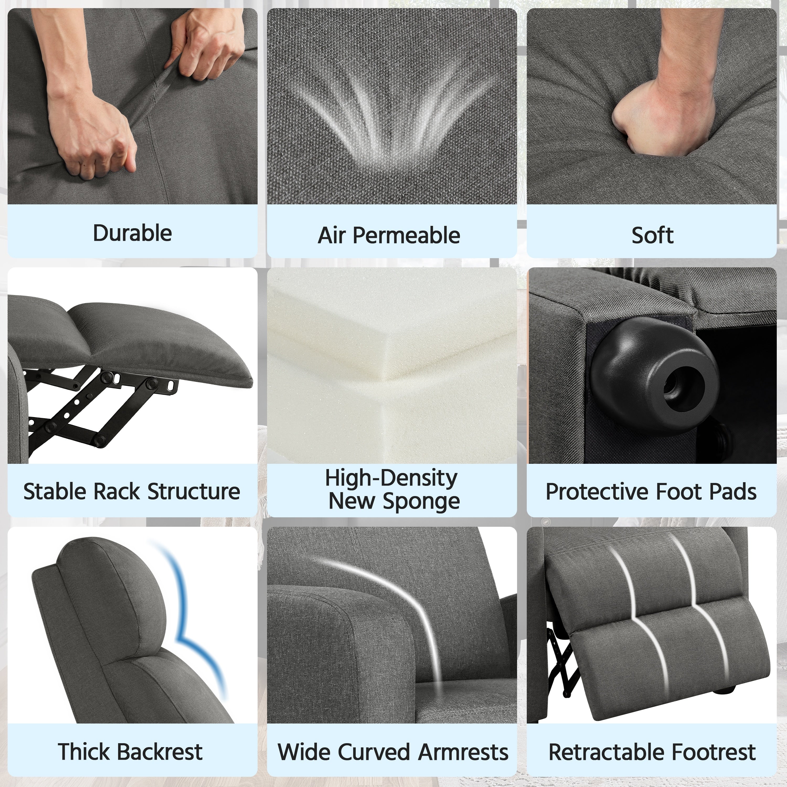 Yaheetech Modern Fabric Recliner Chair