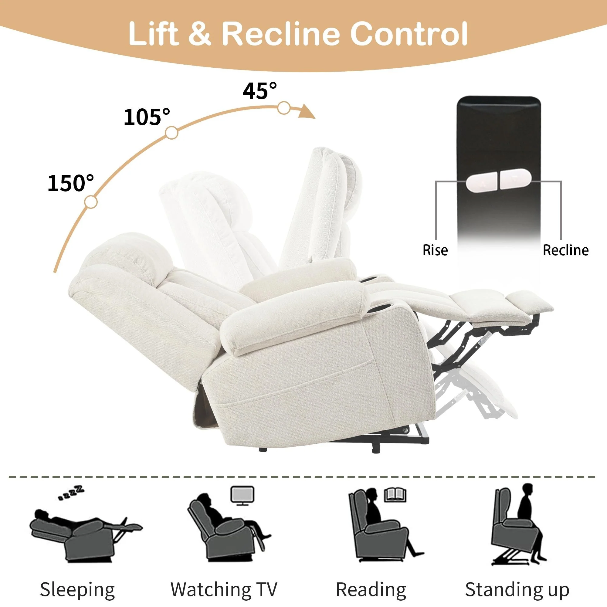 Velvet Power Lift Recliner with Footrest & Pocket