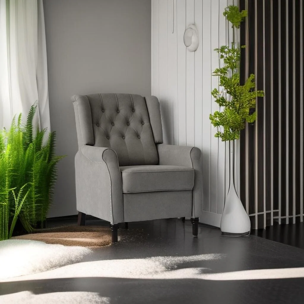 PU Push?Back Recliner Sofa Chair with Cushion & Ergonomic Design