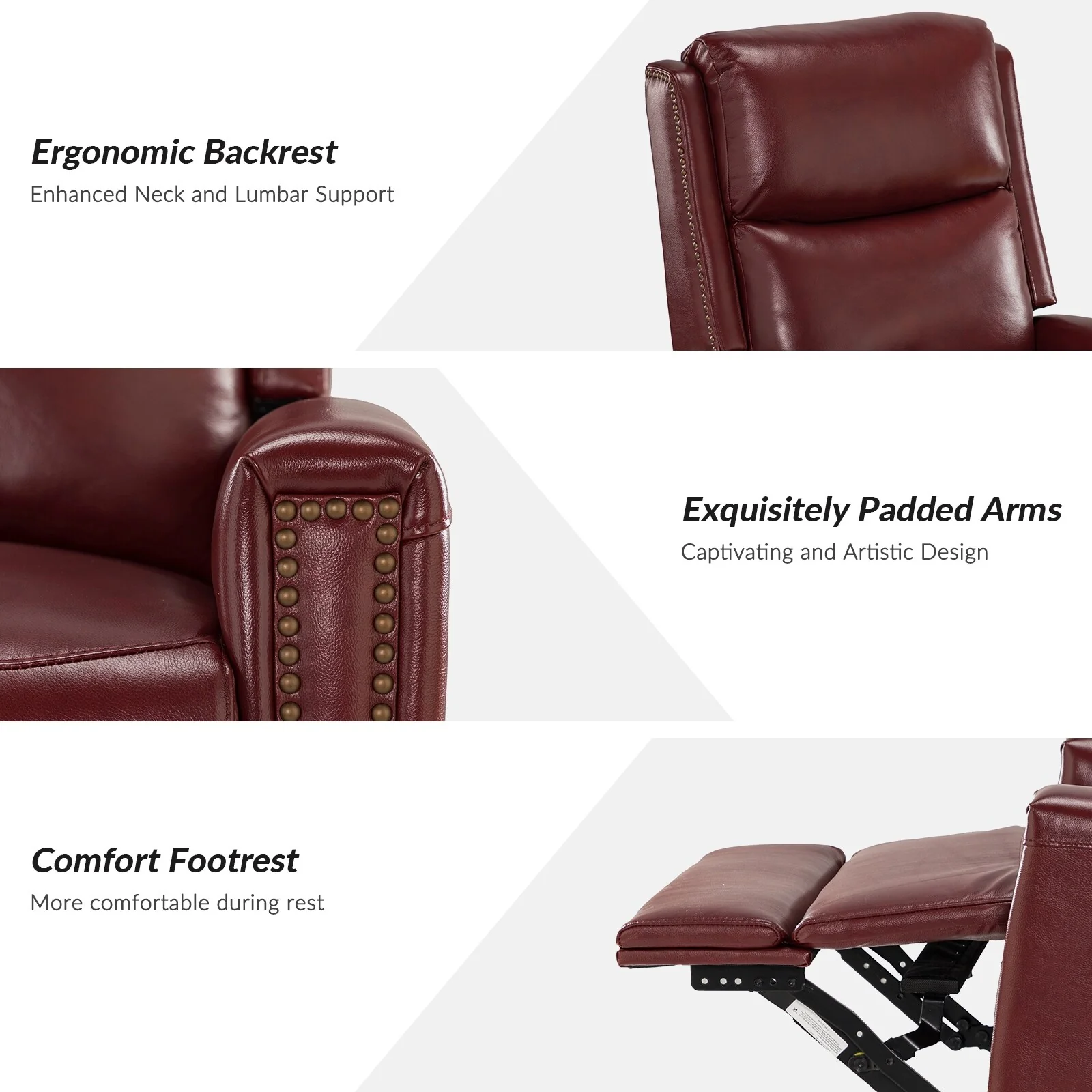 Fiacro 30.31Wide Modern Genuine Leather Wingback Swivel Rocker Recliner with Nailhead Trims, Set of 2