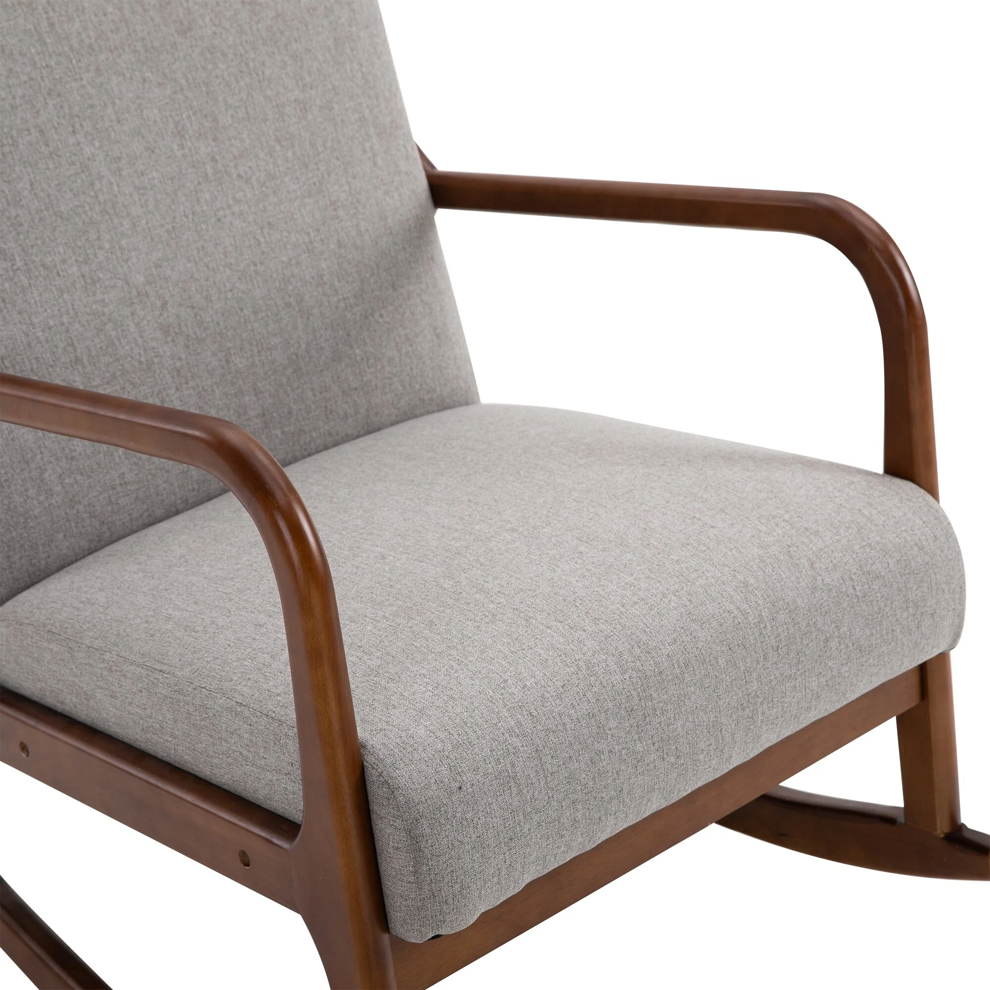 HOMCOM Rocking Chair with Curved Wood Base, Fabric Rocker with Padded Seat Home Furniture Bedroom Living Room Relax