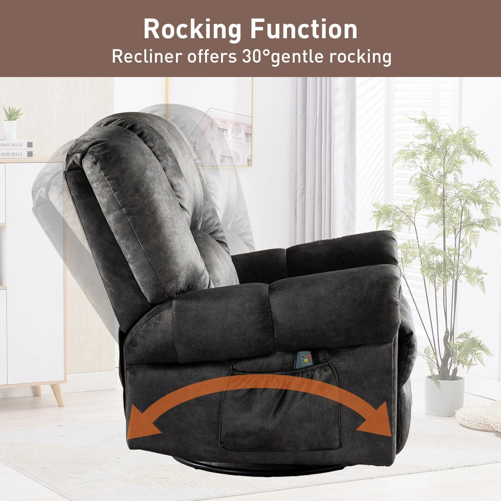 Swivel Rocker Recliners Rocking Swivel Recliner Chair With Massage And Heat With Side Pockets