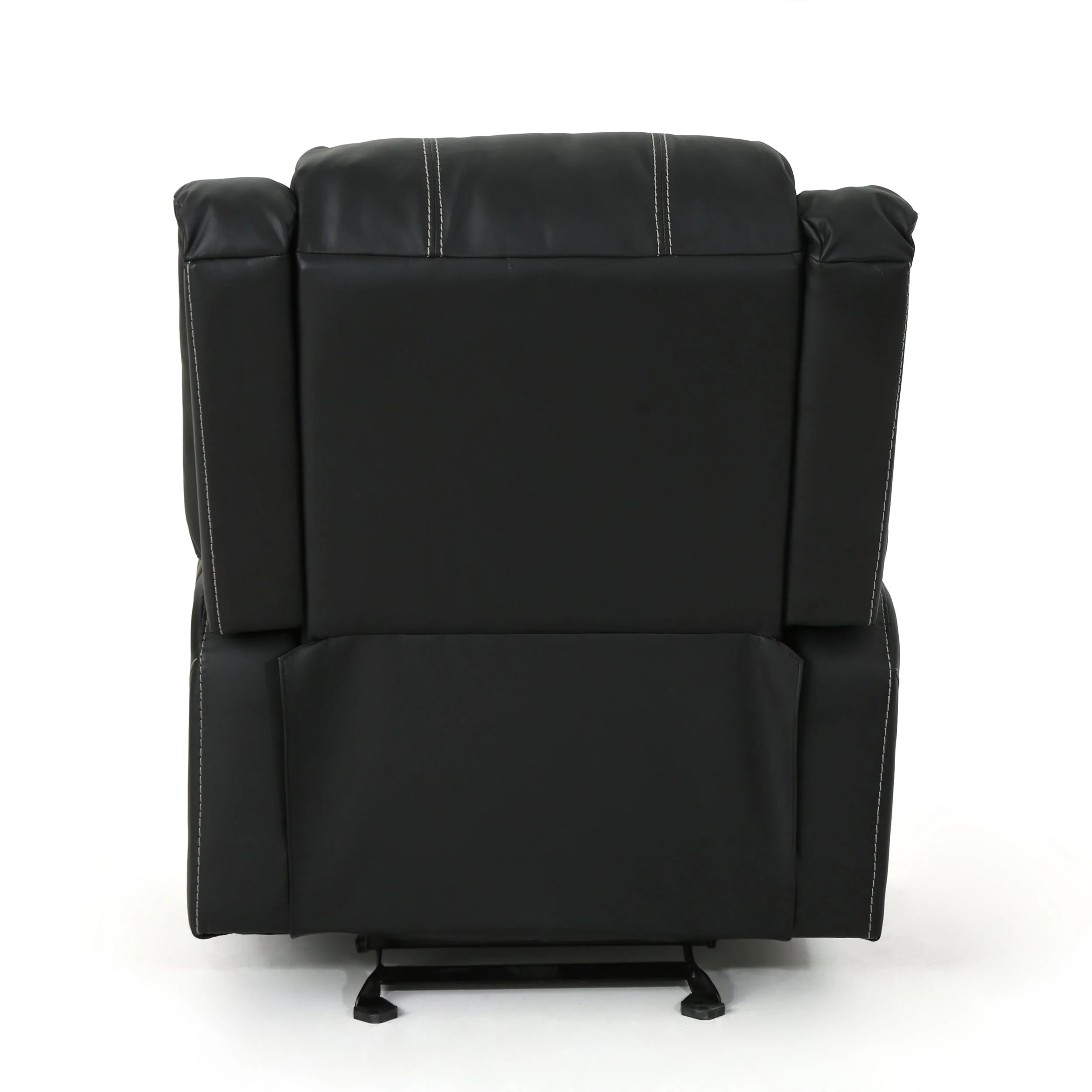 Modern Manual Recliner Chair with Plush PU Leather, Built-in Steel Cup Holders, and Adjustable Reclining