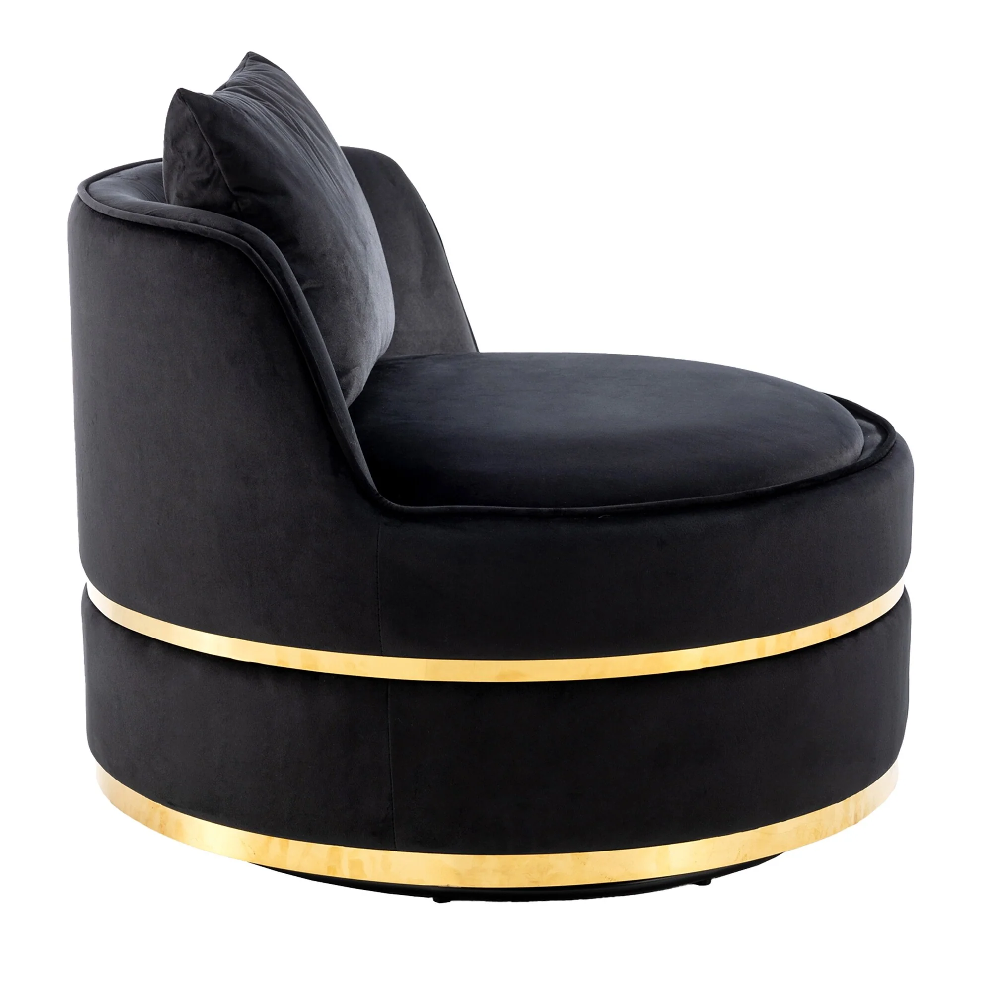 Velvet 360�� Swivel Accent Chair with Seat Cushion, Upholstered Barrel Chair with Stainless Steel Base Living Room Chair