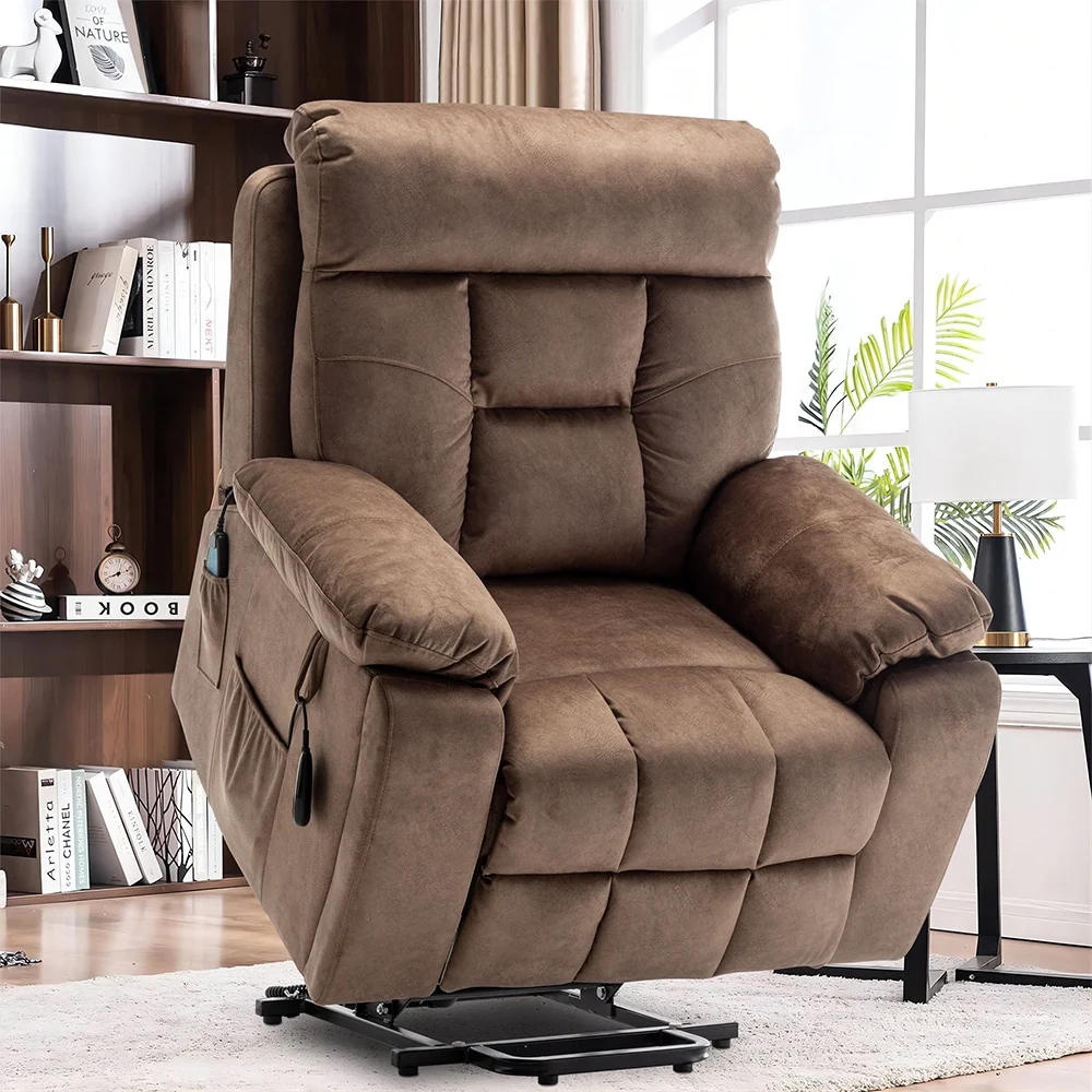 Large Electric Massage Lift Recliner with Heat, Hidden Cup Holder