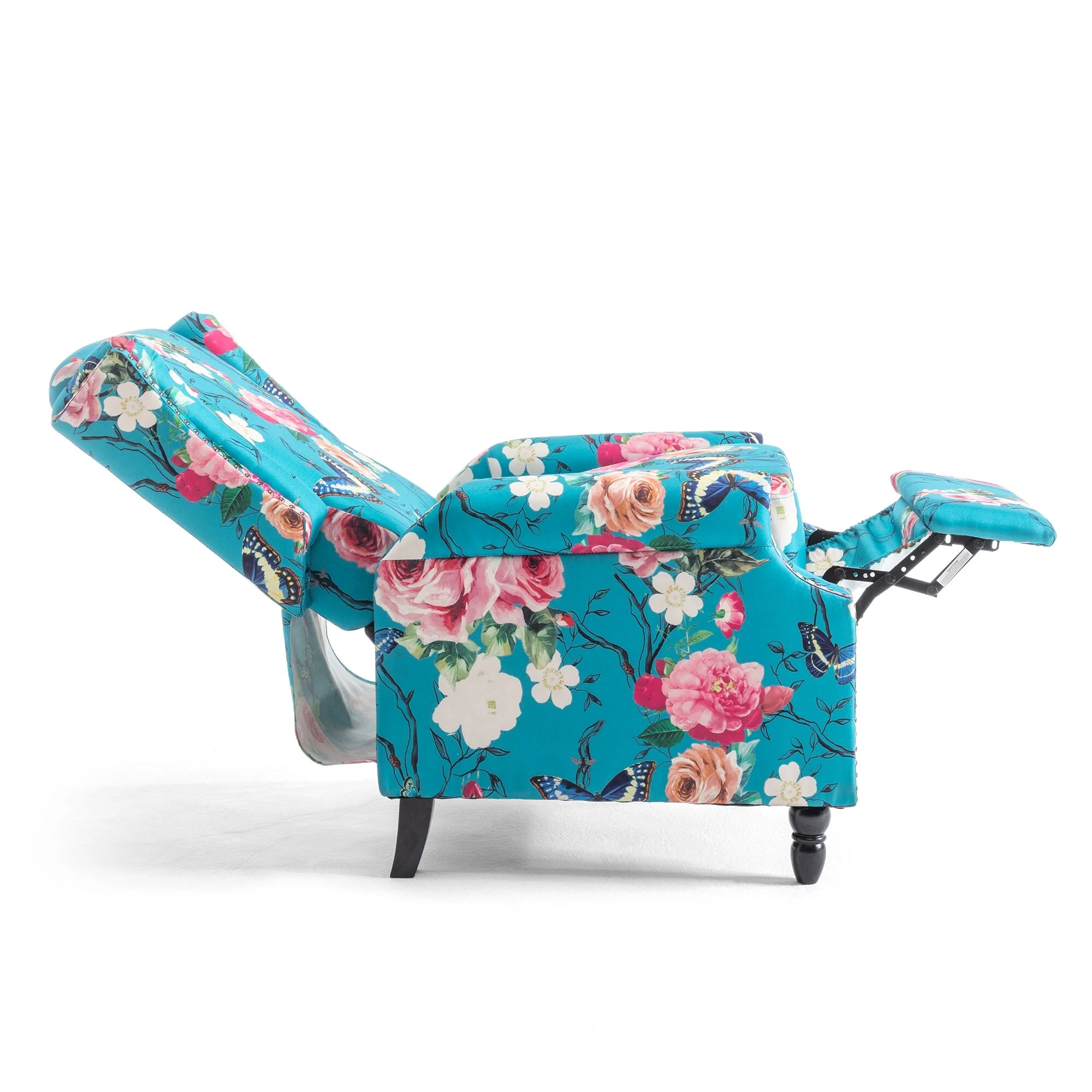 Linen Manual Upholstered Recliner with Wood Legs