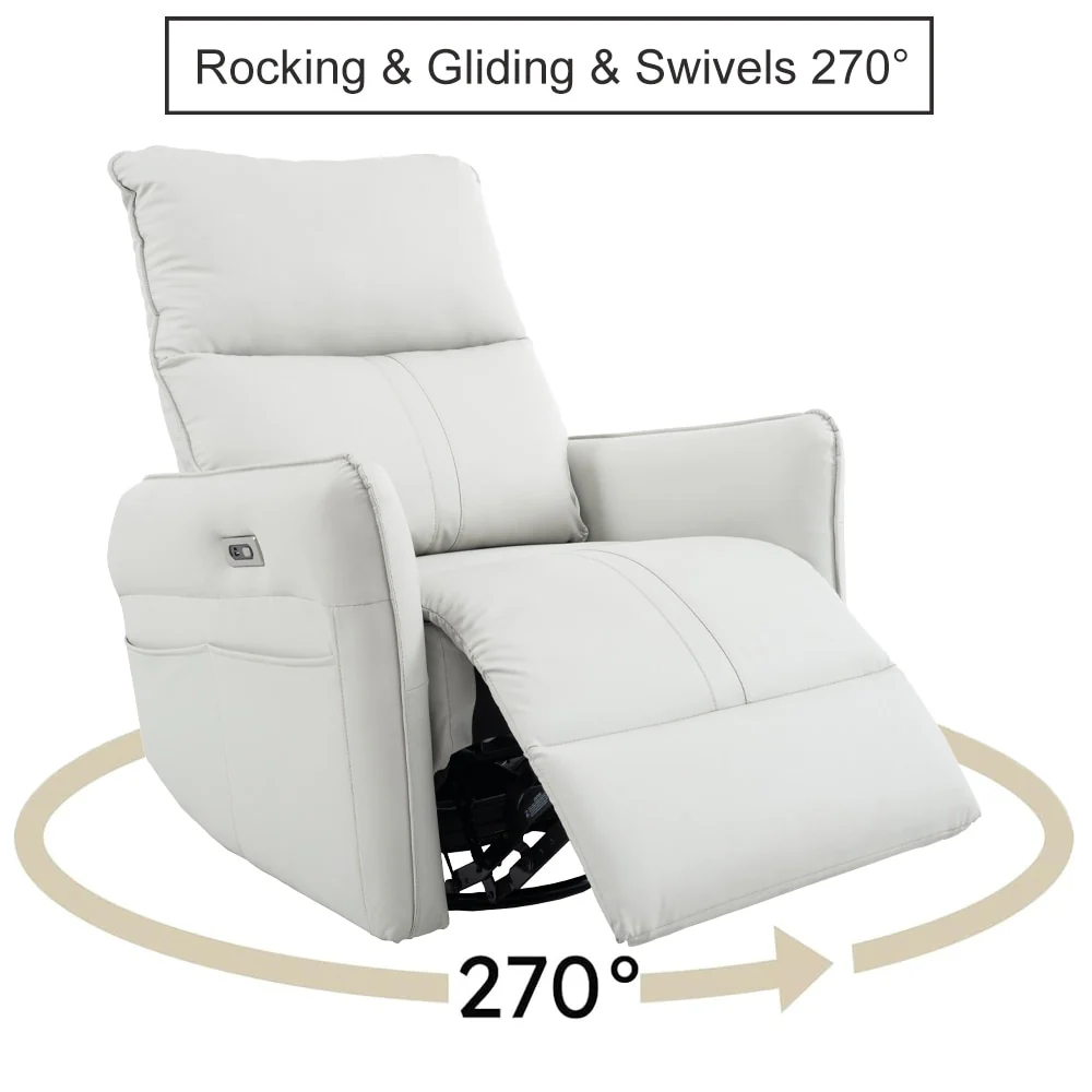 270�� Power Swivel Rocker Recliner Chair, Electric Glider Reclining Sofa with USB Ports