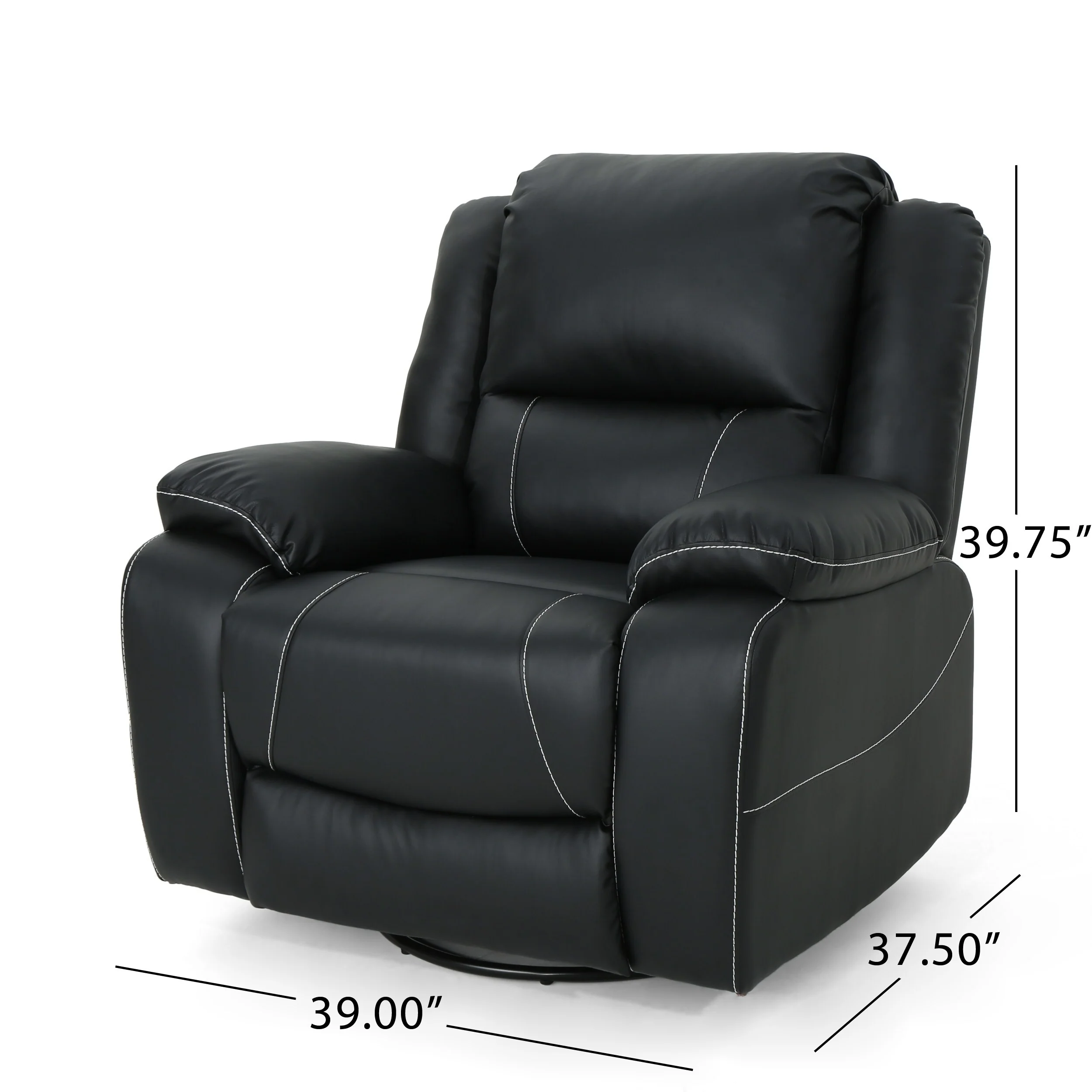 39 Wide Faux Leather Manual Swivel Standard Recliner