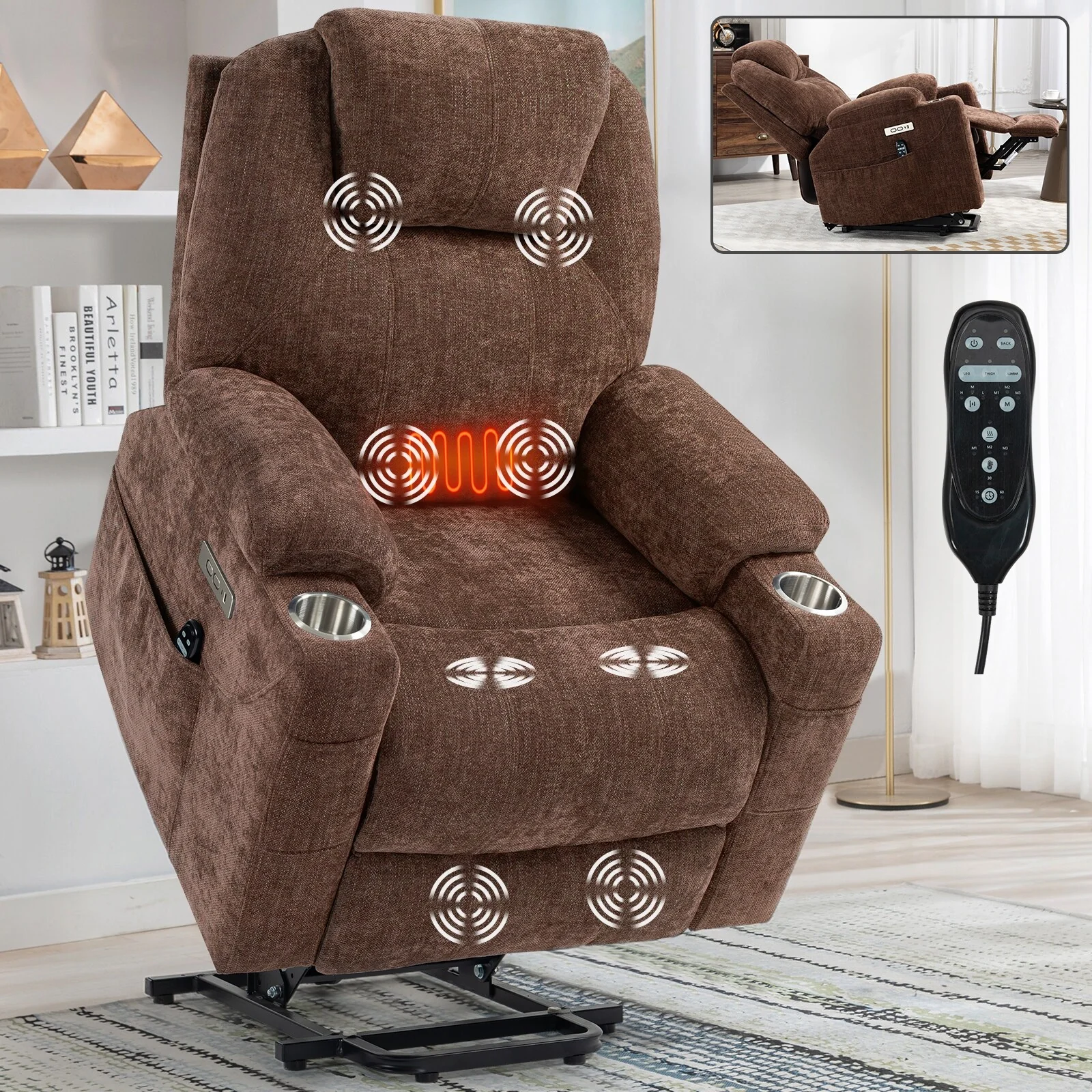 Chenille Power Lift Recliner Chair