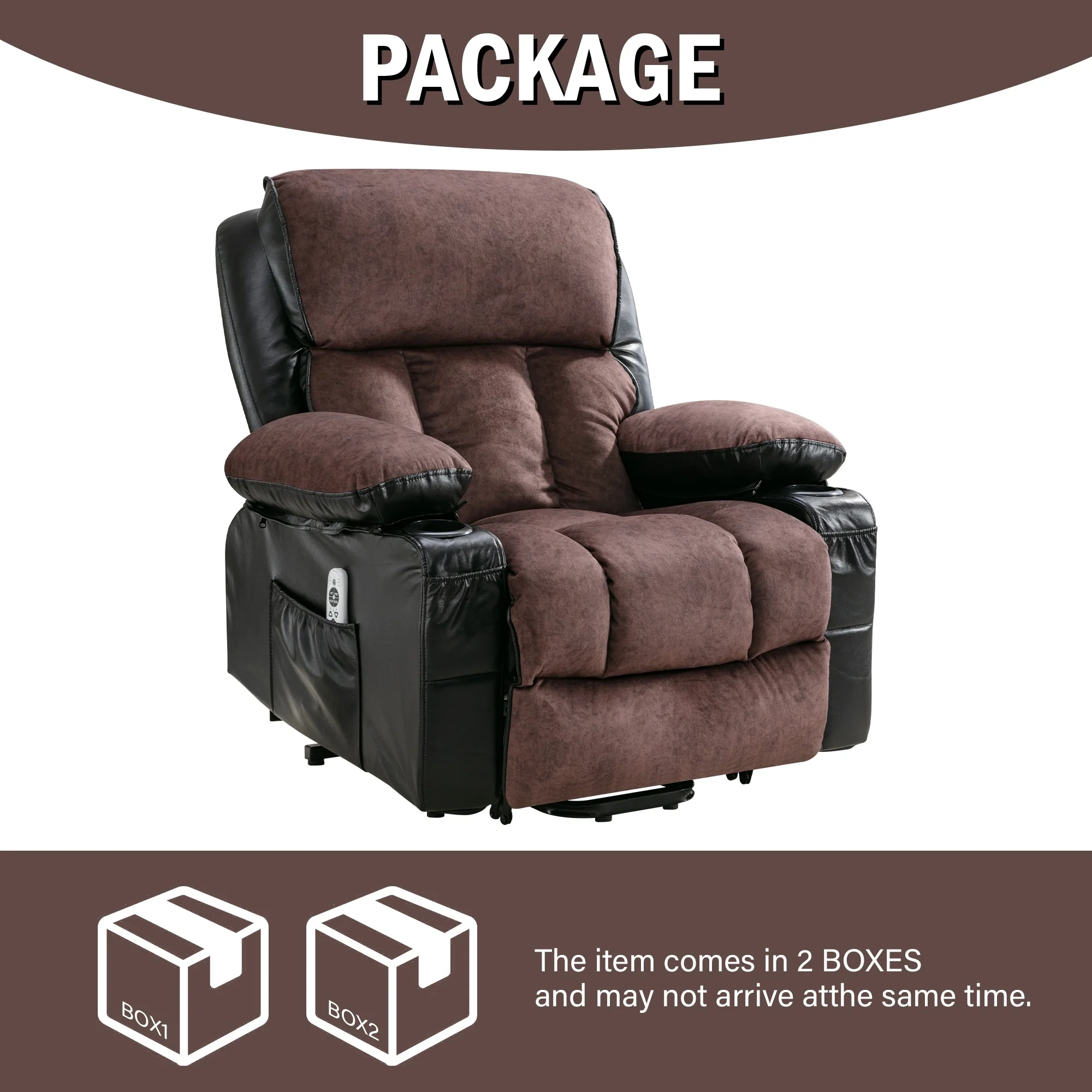 Power Electric massage lift lounge chair, suitable for the elderly, with heating and vibration functions, PU leather with USB, c