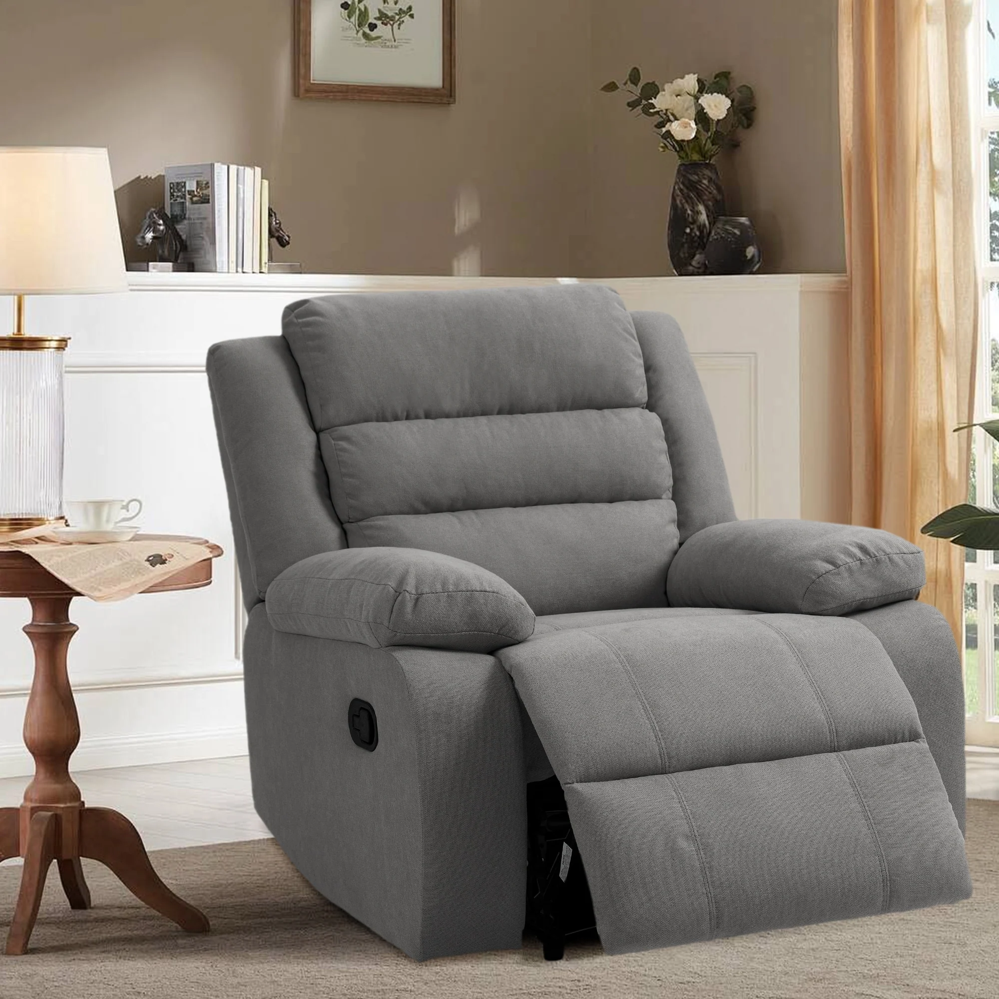 Classic and Traditional Manual Recliner Chair Single Sofa