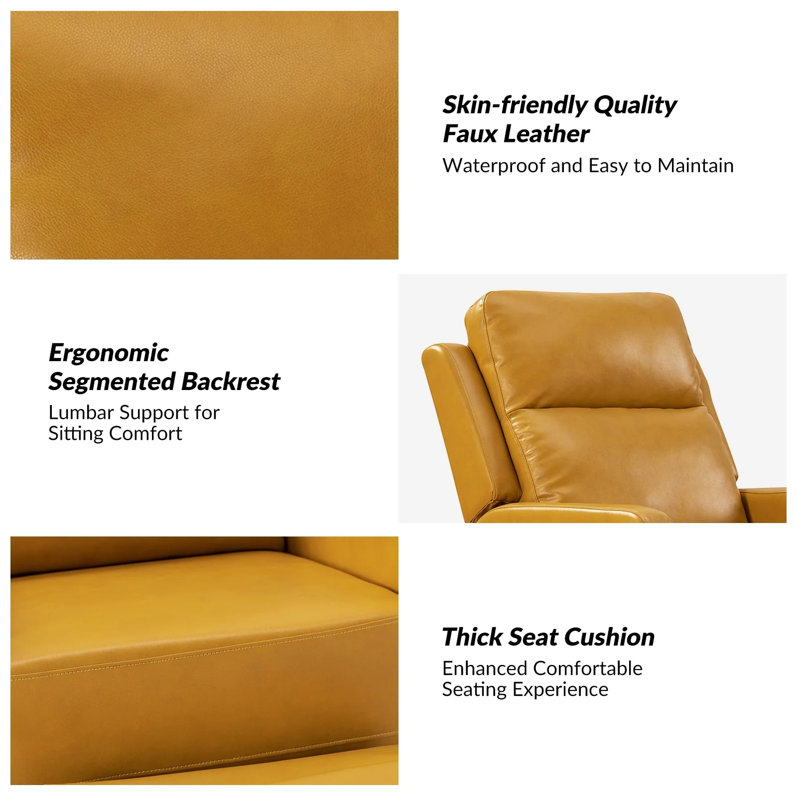 Esteban Modern Faux Leather Manual Rocking Swivel Recliner with Wingback