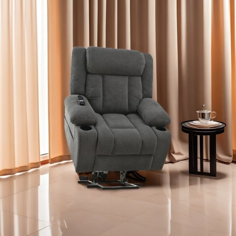 Electric Power Lift Recliner Chair for Elderly, with Extended Footrest & Remote Control, Side Pockets and 2 Cup Holders