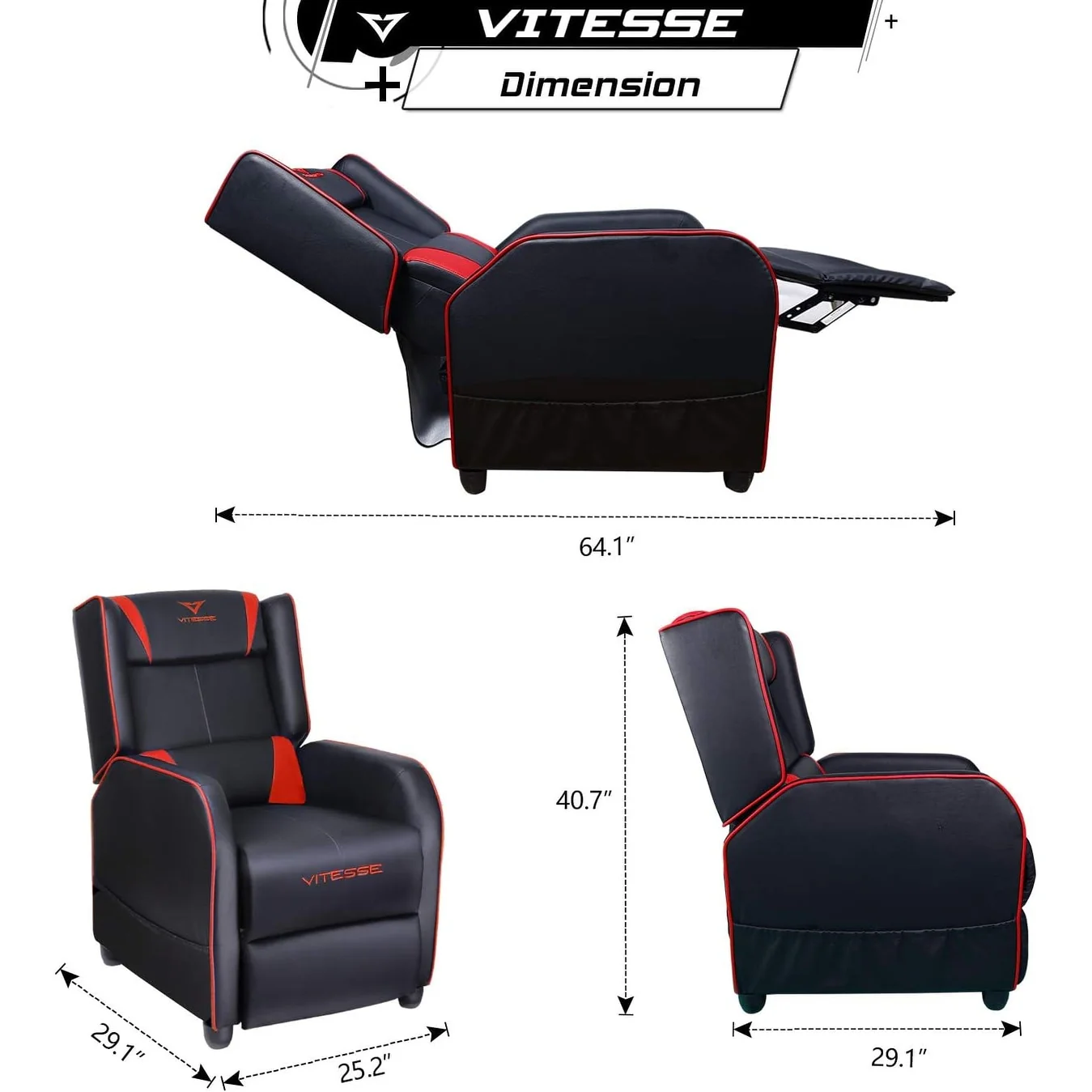 BOSSIN Gaming Recliner Chair Racing Style High Back Chair Living Room Recliners Theater Seating