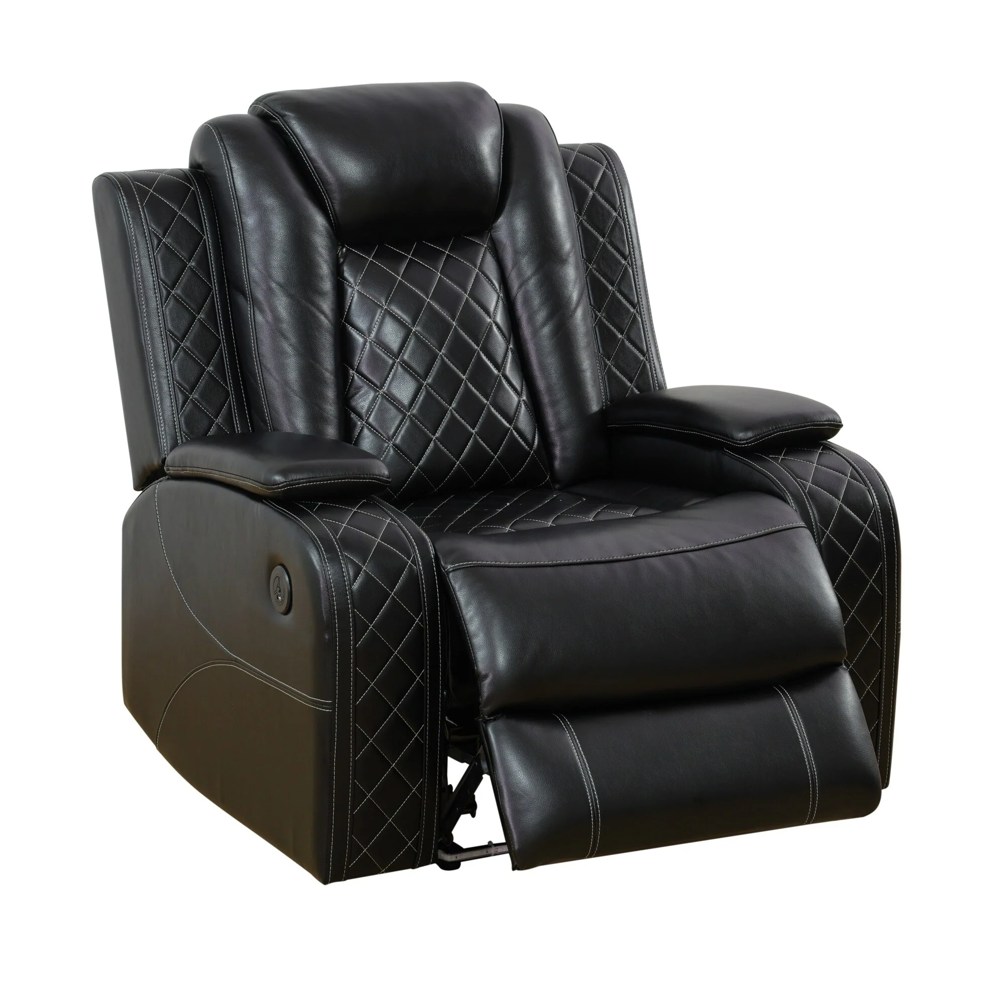 Modern Breathing Leather Recliner Chair with Ambient Lighting and USB-Powered LED