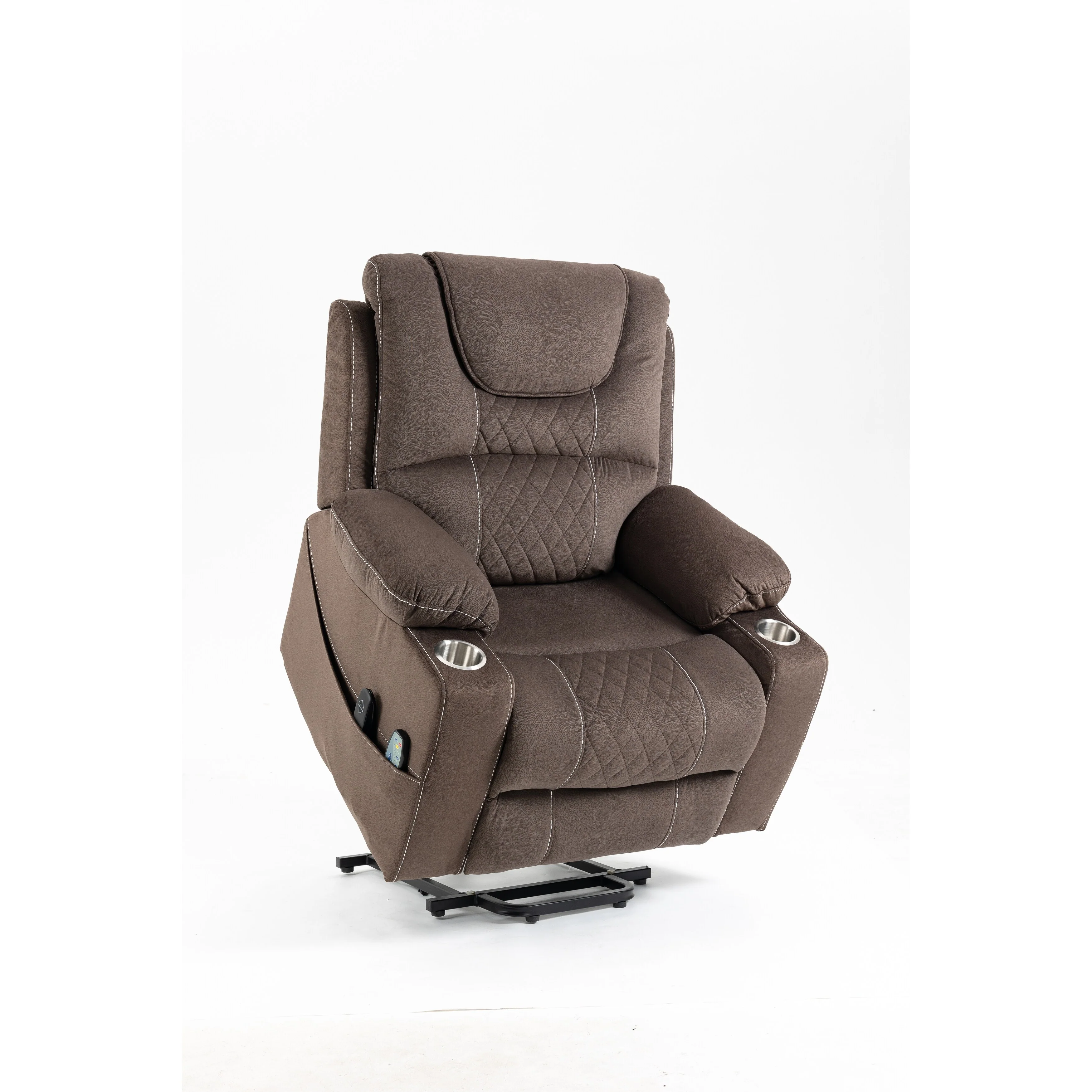 Velvet Dual?Motor Power Recliner Chair with Heat, Massage & Cup Holders