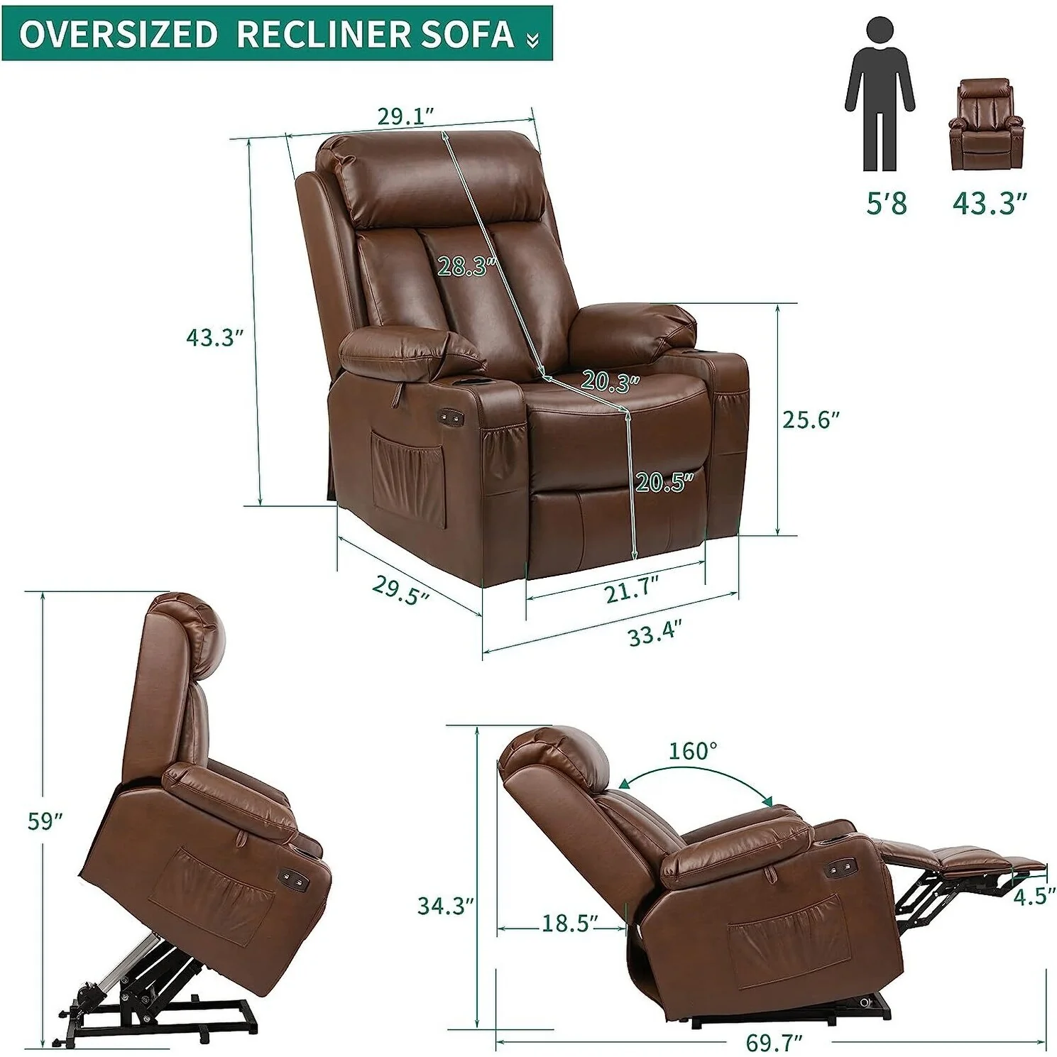 Moasis Power Lift Recliner Chair with Massage Heat