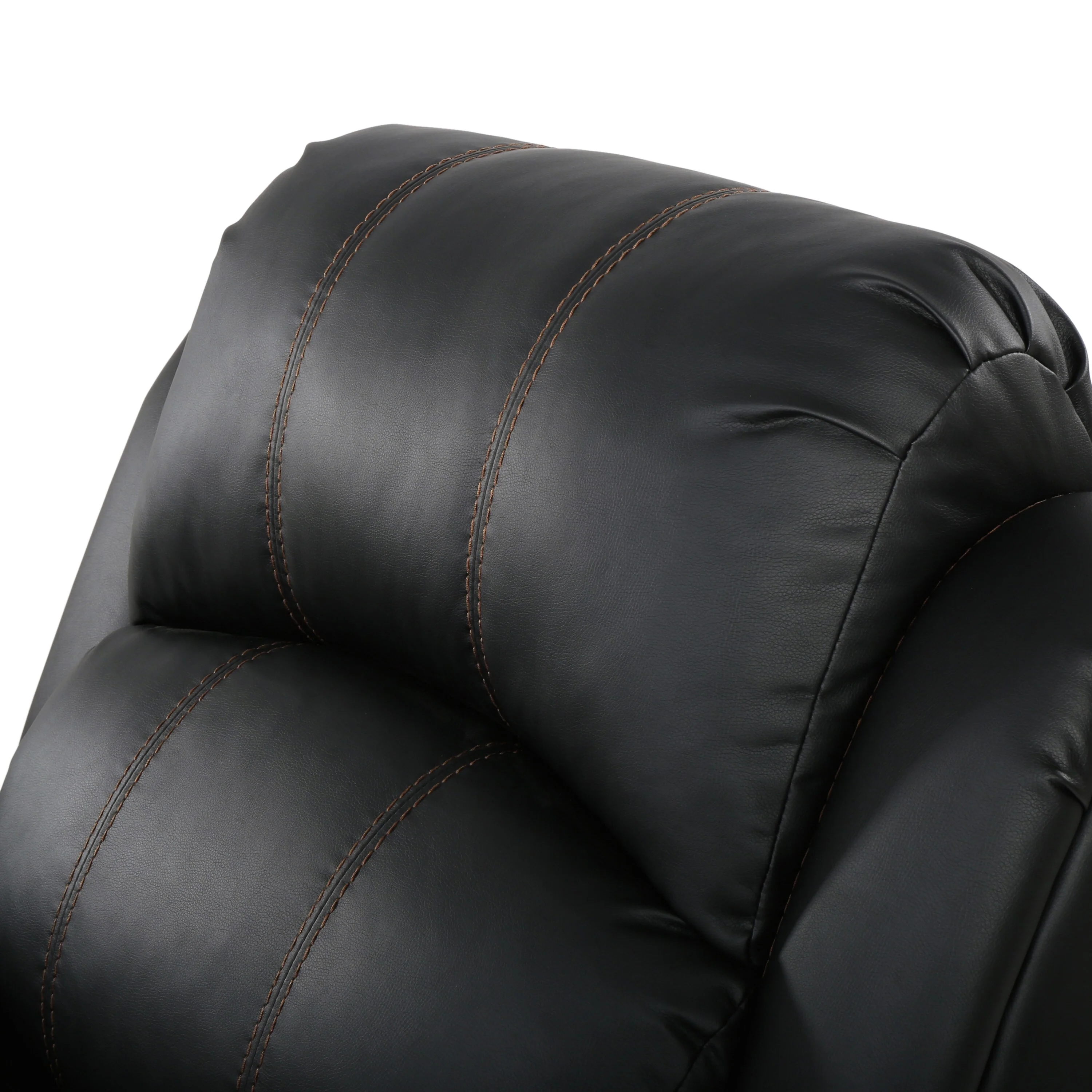 Manual Glider Recliner Chair with Faux Leather Upholstery - Rolled Arms, Nailhead Trim, Pushback Recline