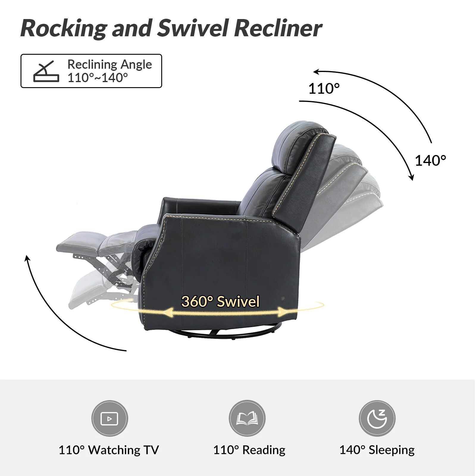 Demeter modern Genuine Leather Swivel Nursery Chair with Nailhead Trims Set of 2 by HULALA HOME