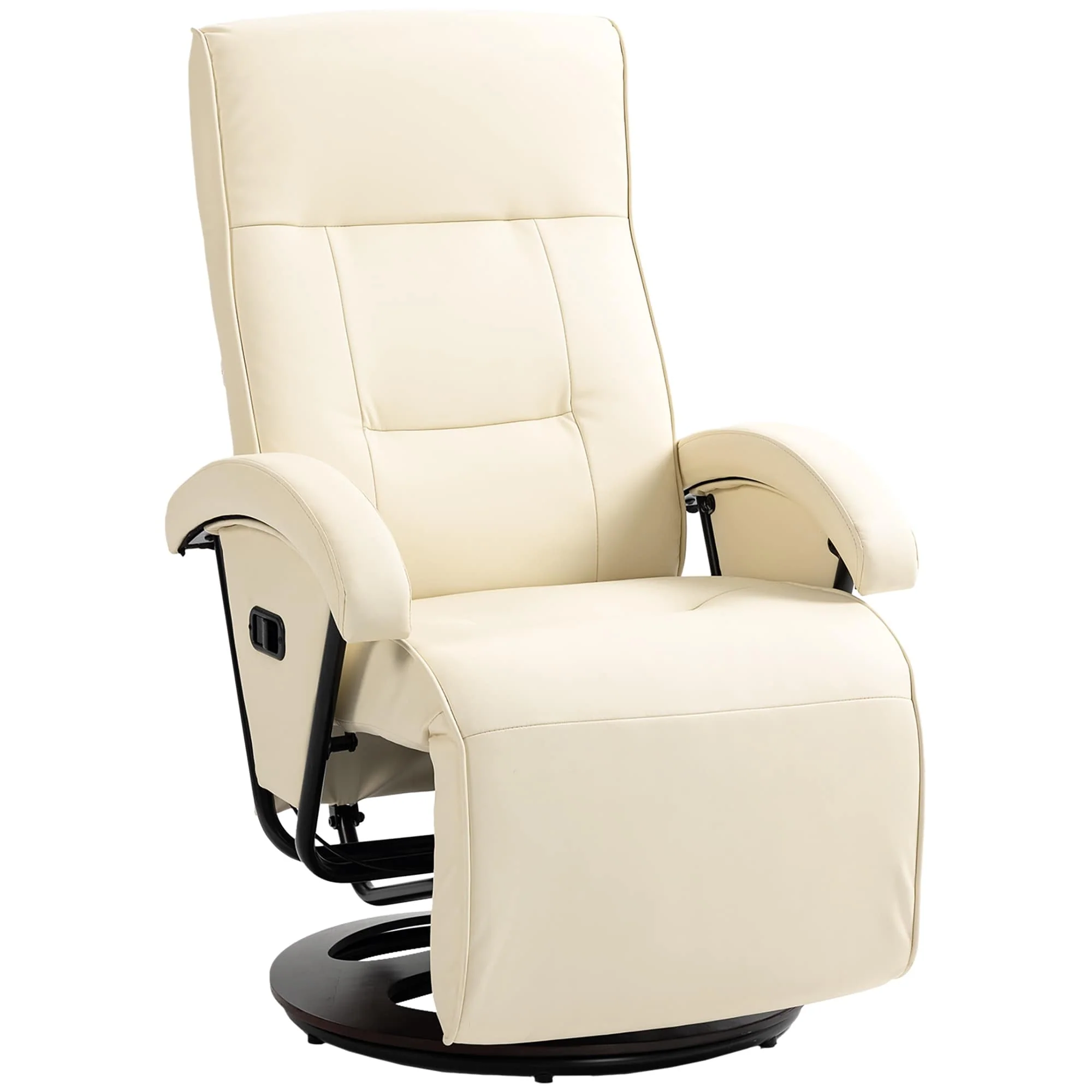 HOMCOM PU Recliner with Footrest, Lounge Chair with 135�� Adjustable Backrest, Swivel Wood Base