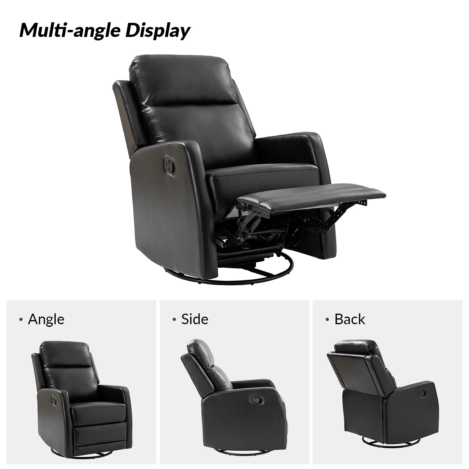 Esteban Modern Faux Leather Manual Rocking Swivel Recliner with Wingback