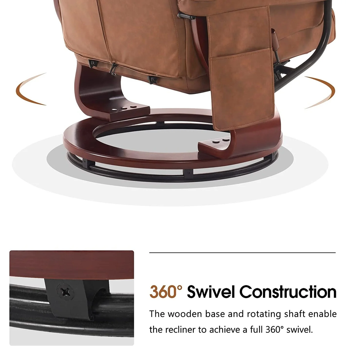 MCombo Swivel Recliners with Ottoman, Vibration Massage TV Chairs with Side Pocket