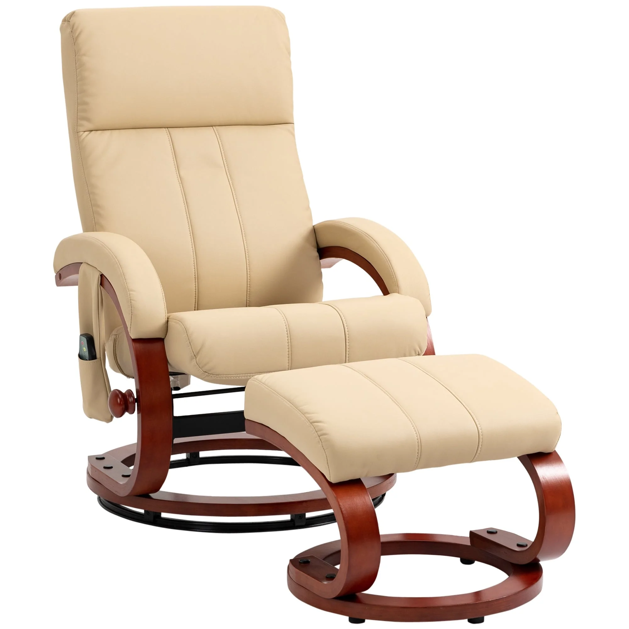 HOMCOM Recliner Chair with Ottoman, Electric Faux Leather Recliner