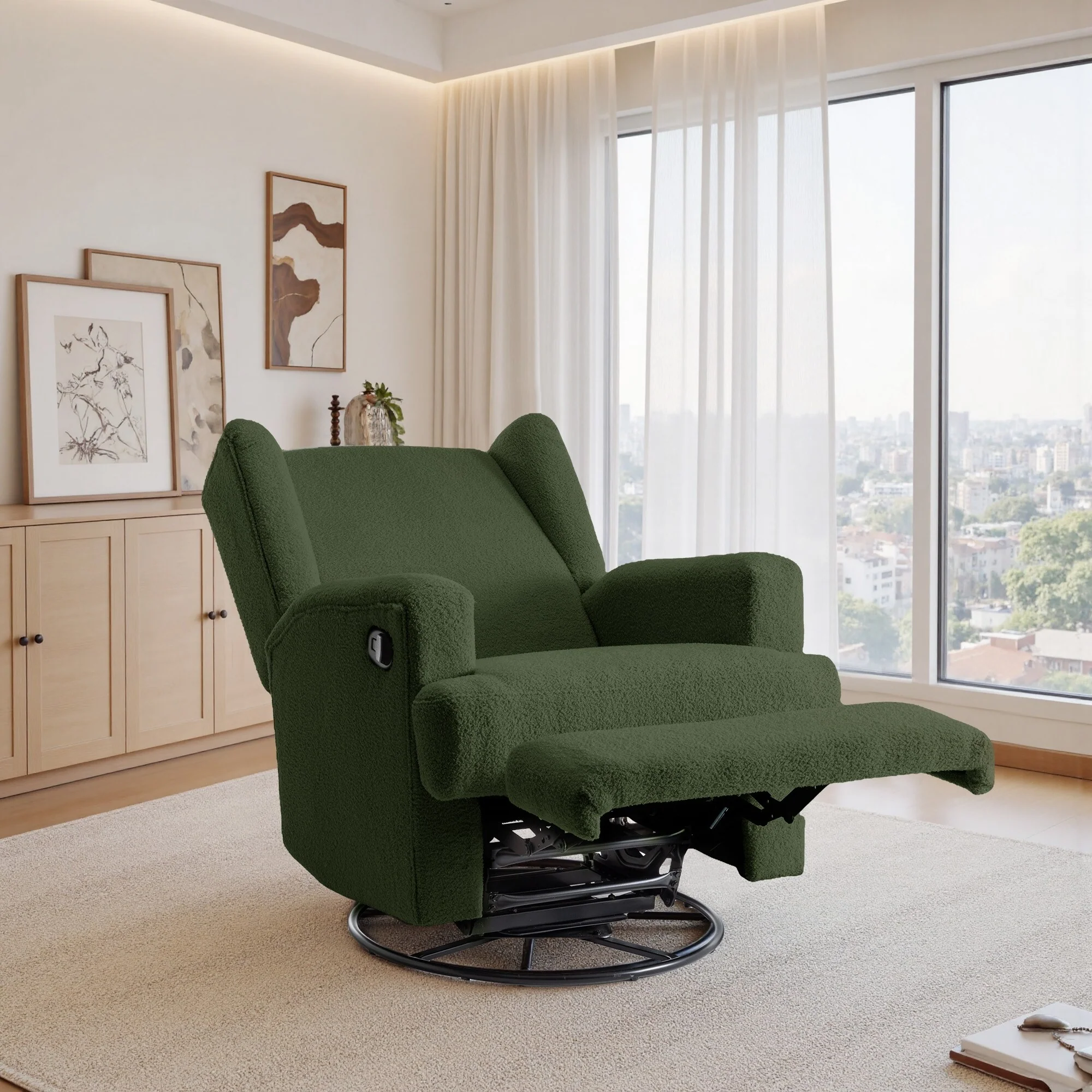 Swivel Wingback Glider Rocker Nursery Recliner Chair