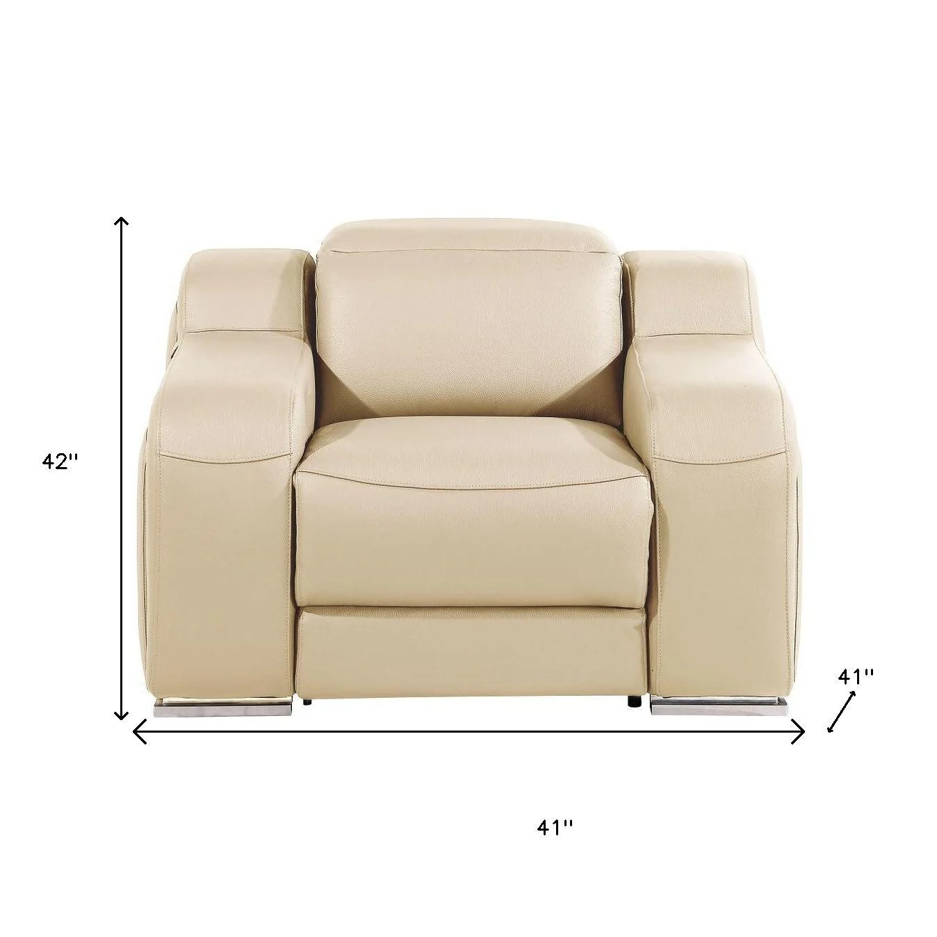 HomeRoots 41 Beige Italian Leather Wall Hugger Recliner With USB