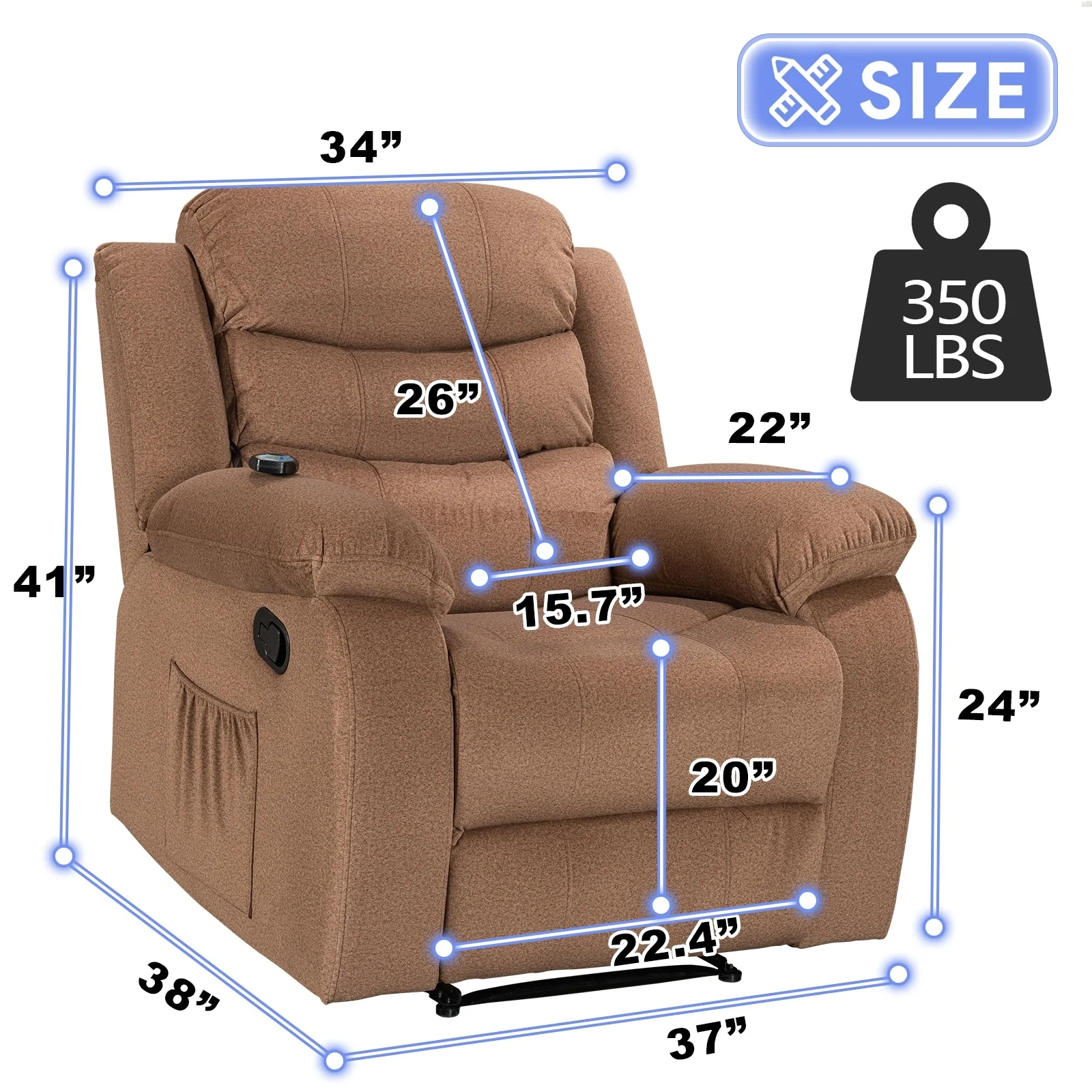 Super Soft Manual Heated and Massage Recliner Chair