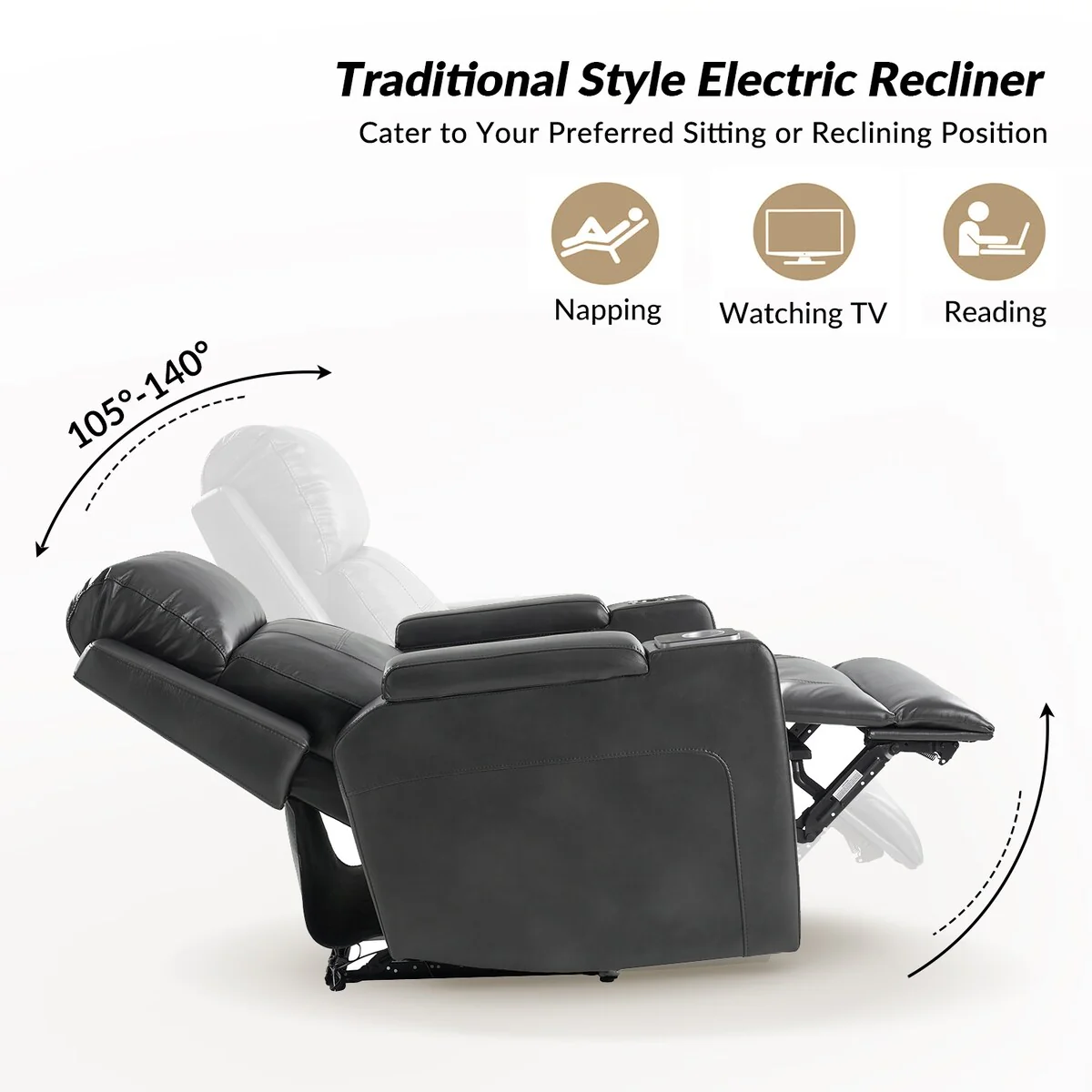 Marion Classic 35.5 Wide Power Recliner with Cup Holder by HULALA HOME