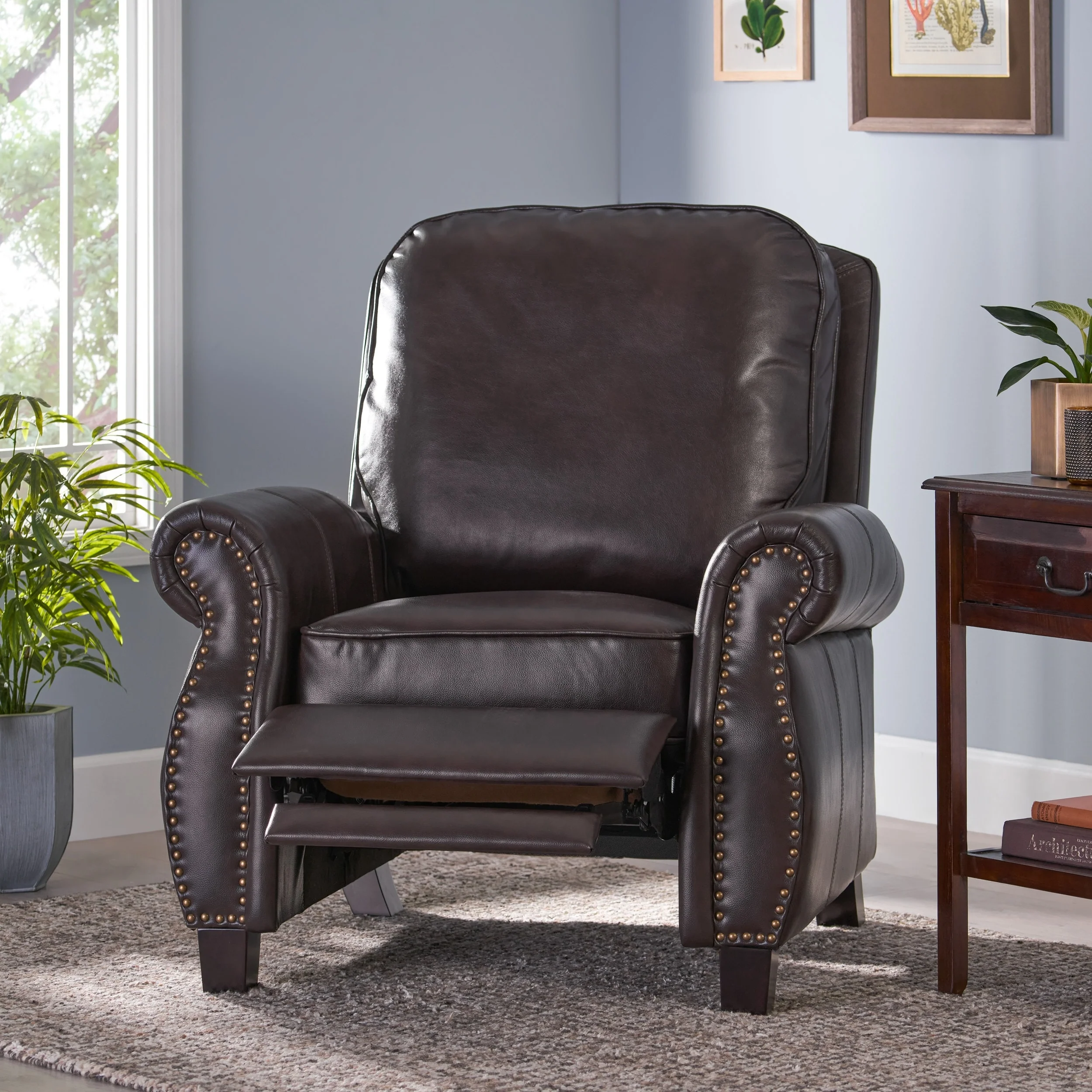Neville 2-Tone PU Push Back Recliner by Christopher Knight Home