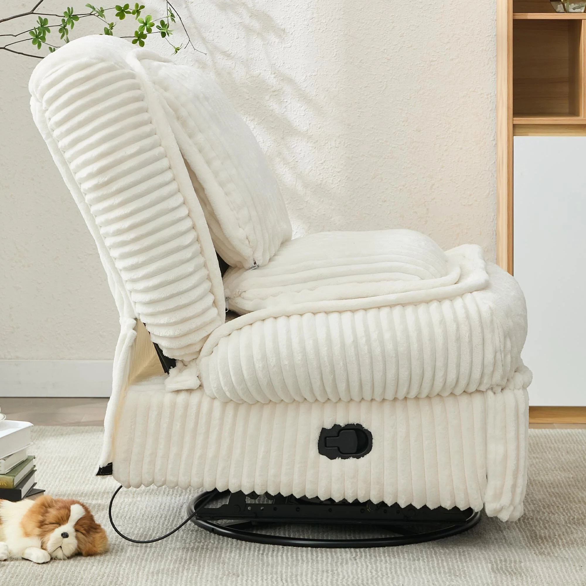 360�� Swivel Rocking Single Sofa,Recliner Sofa, Manual Glider Rocking Armless Chair,Living Room Office