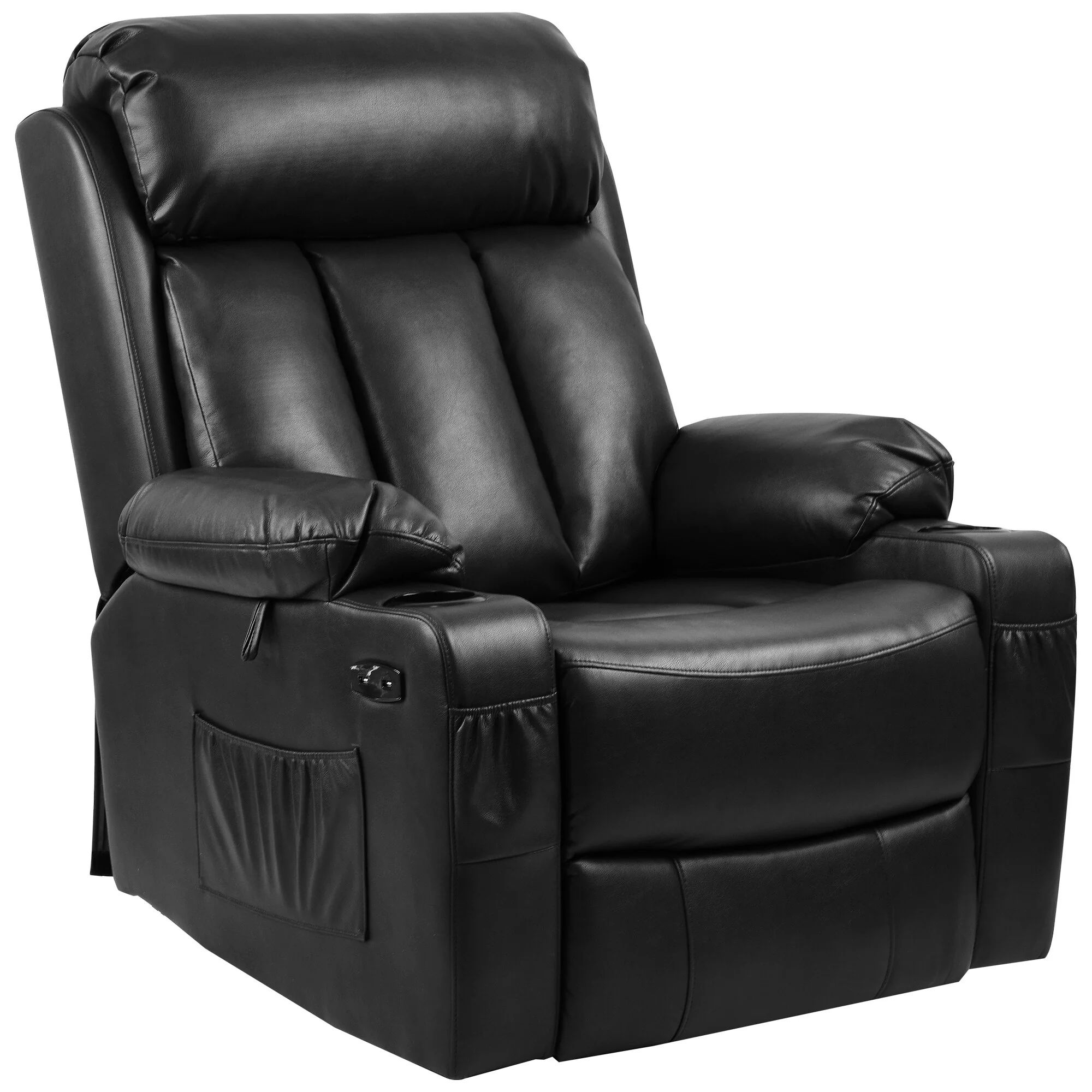 Modern Reclining Chair Faux Leather Massage