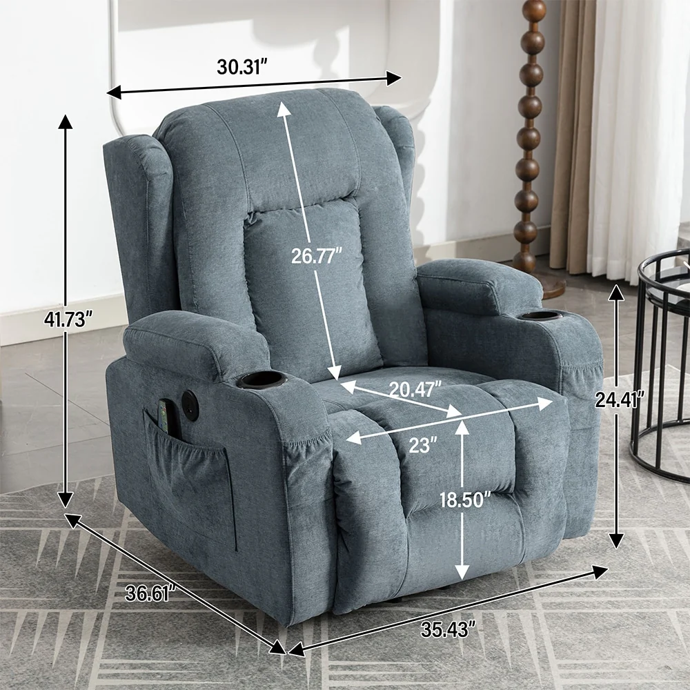 Modern Power Lift Recliner Chair w/Massage  Heat, Infinite Position