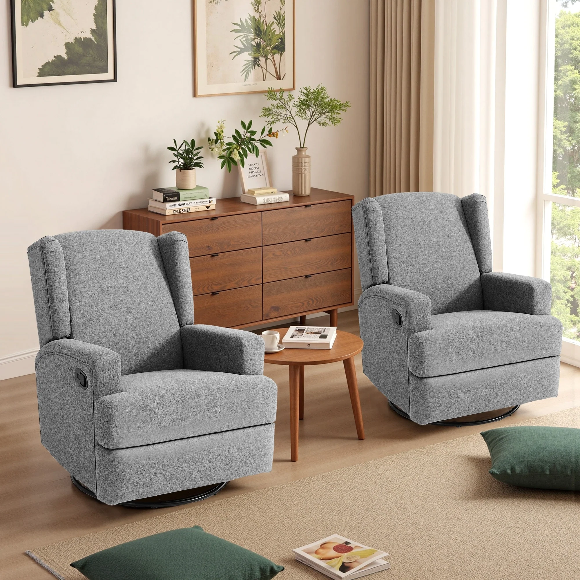 Swivel Glider Rocker Nursery Recliner Chair set of 2
