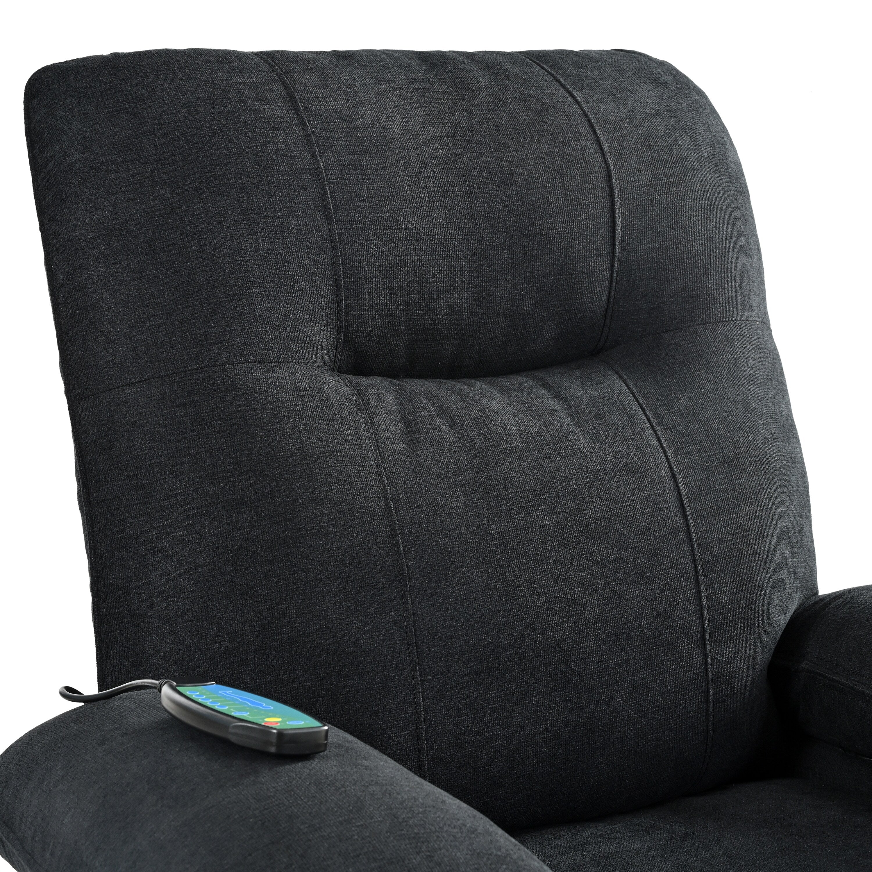 Black Manual Recliner with Massage, Heat, and Solid Wood Frame