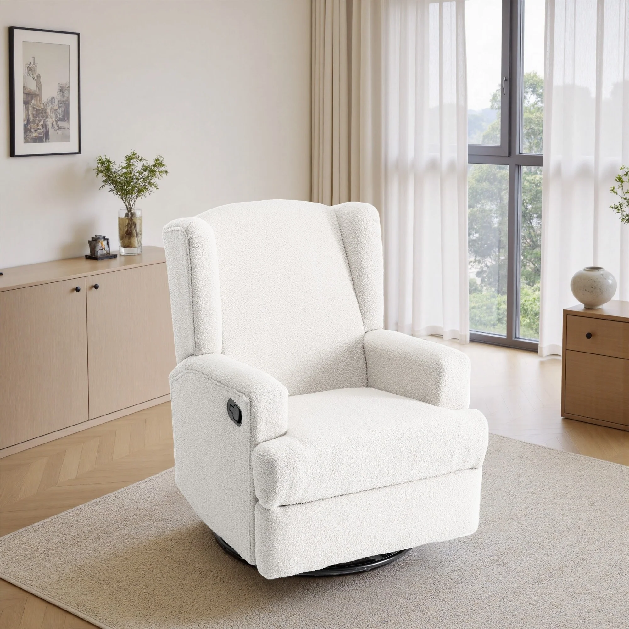 31'' W Wingback Manual Glider Swivel Rocker Recliner Nursery Chair