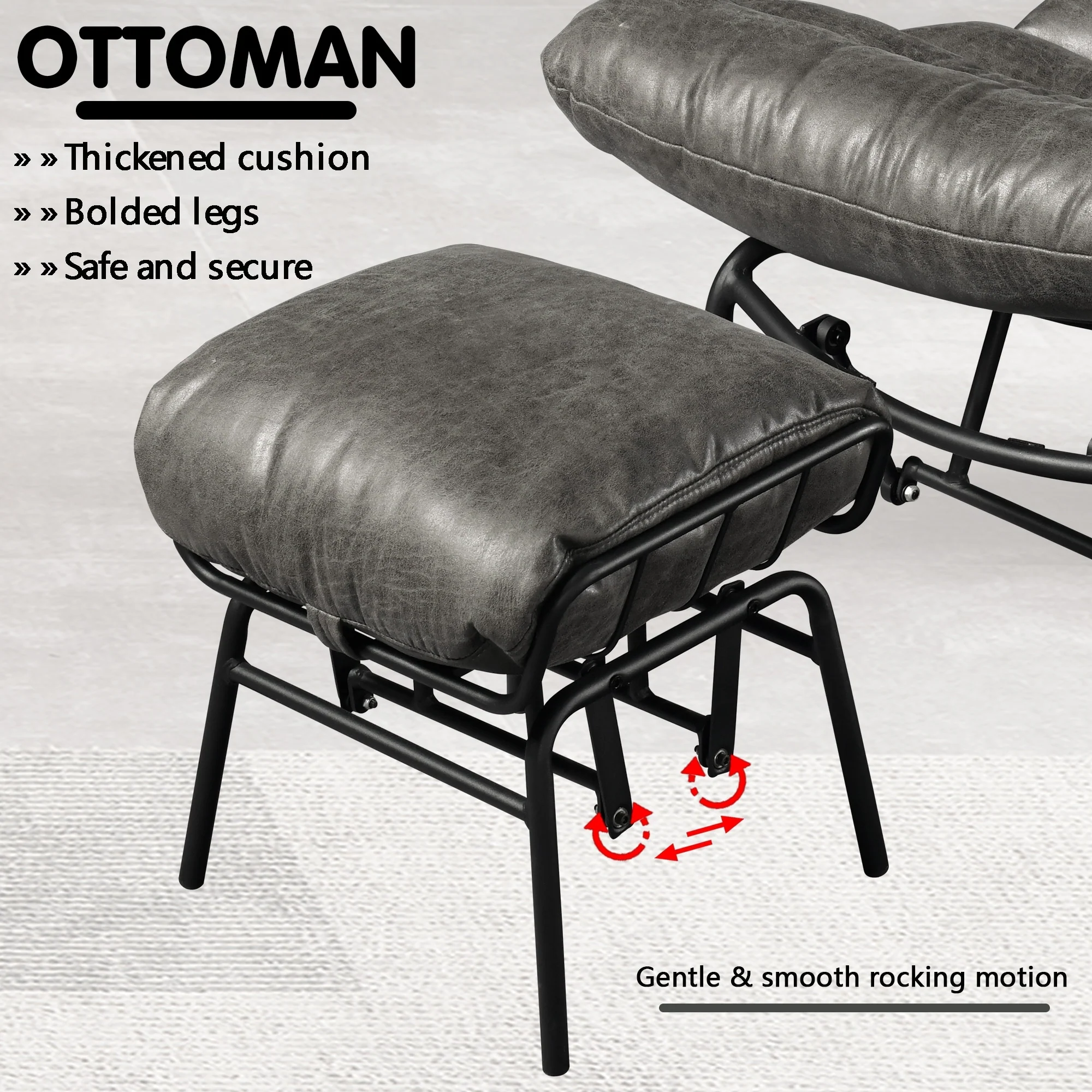 OVIOS Living Room Accent Chair Rocking Recliner Chair with Ottoman