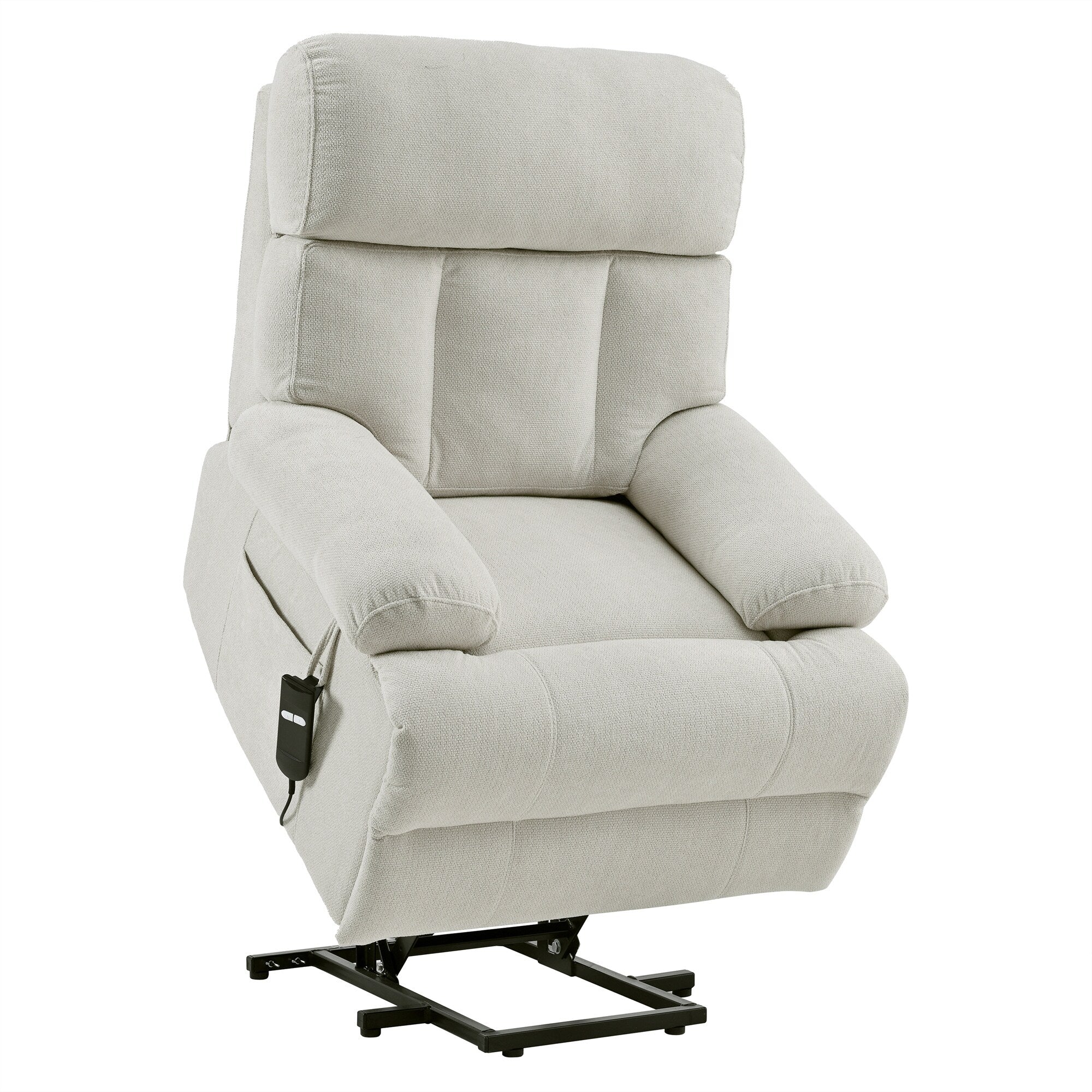 Flannel Power Lift Recliner with Side Pocket