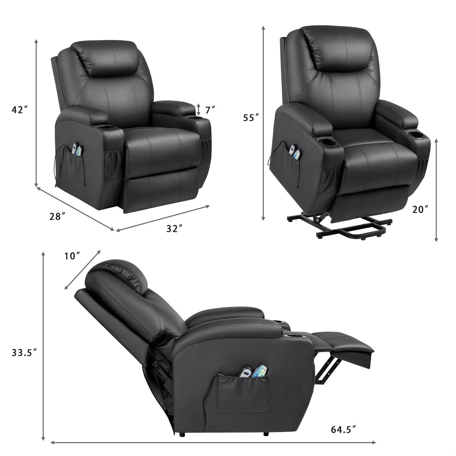 Homall Faux Leather Power Lift Recliner Chair with Massage