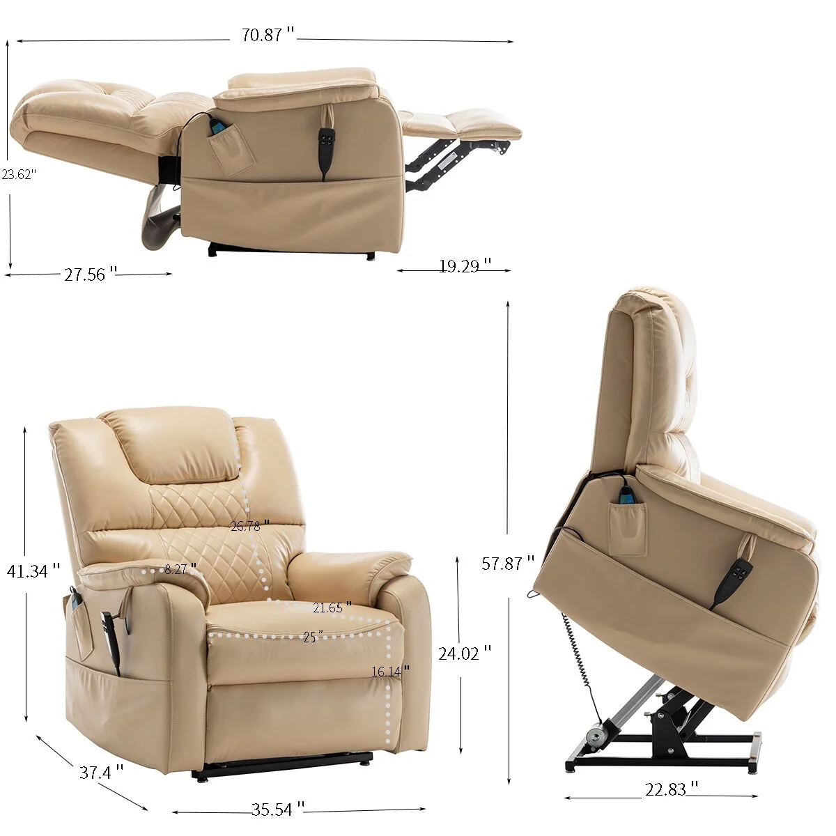 PU Recliner Chair with 180�� Infinite Position Adjustment, Remote Control and Tool-Free Assembly