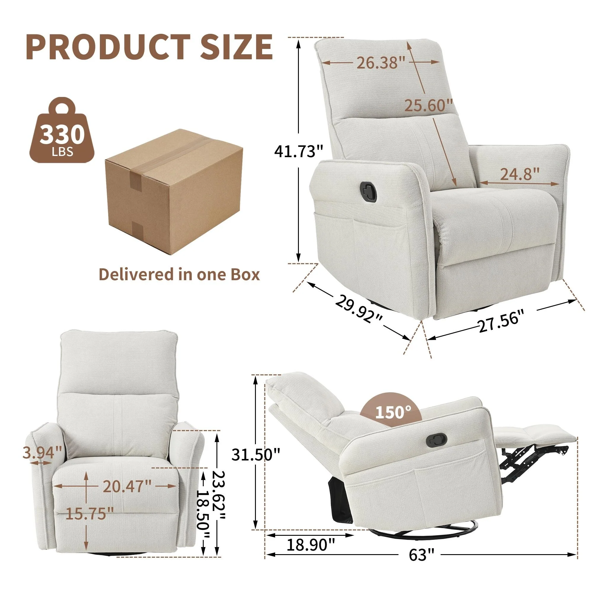 360�� Swivel Rocker Recliner Chair