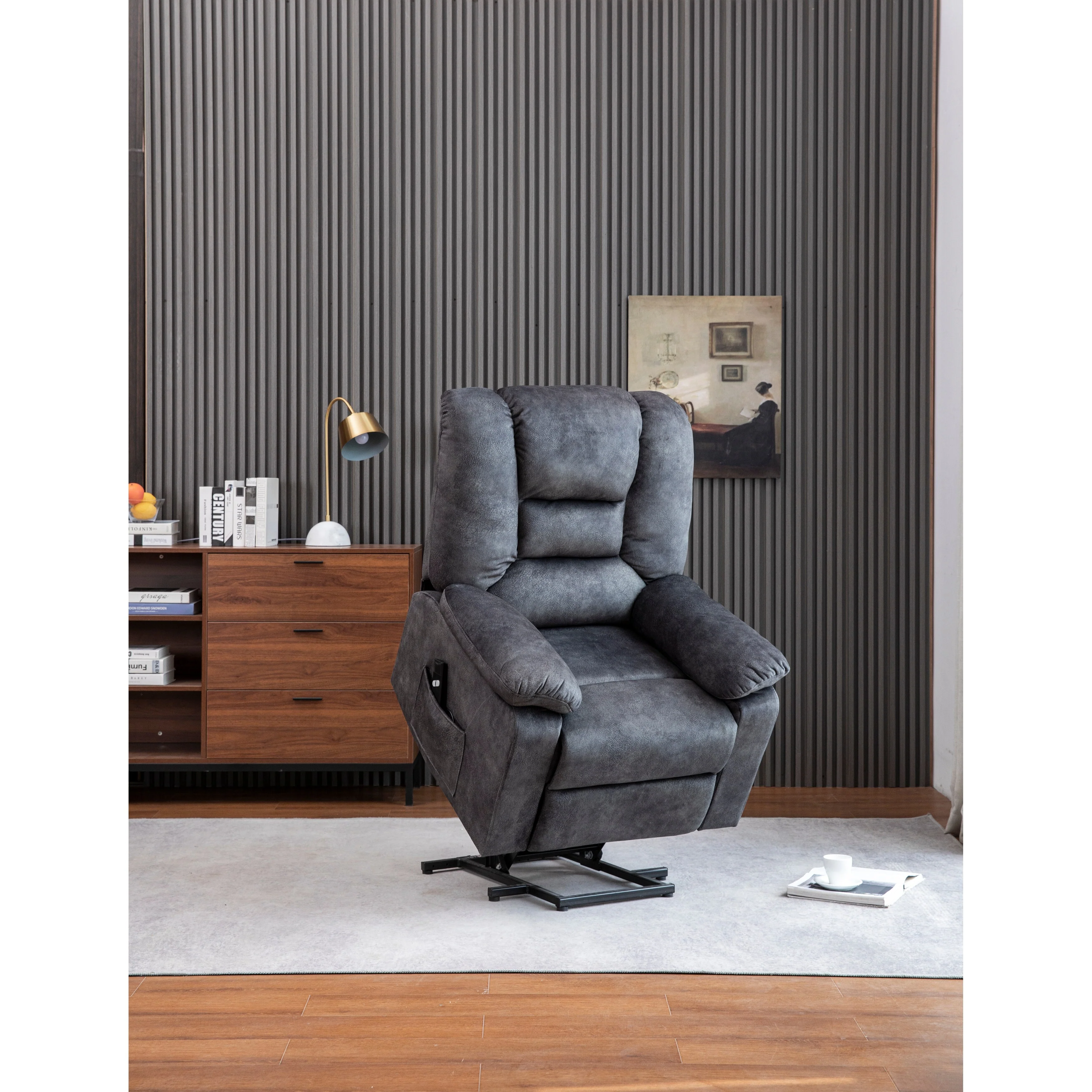 Grey Electric Lift Recliner with Massage & Infinite Positions