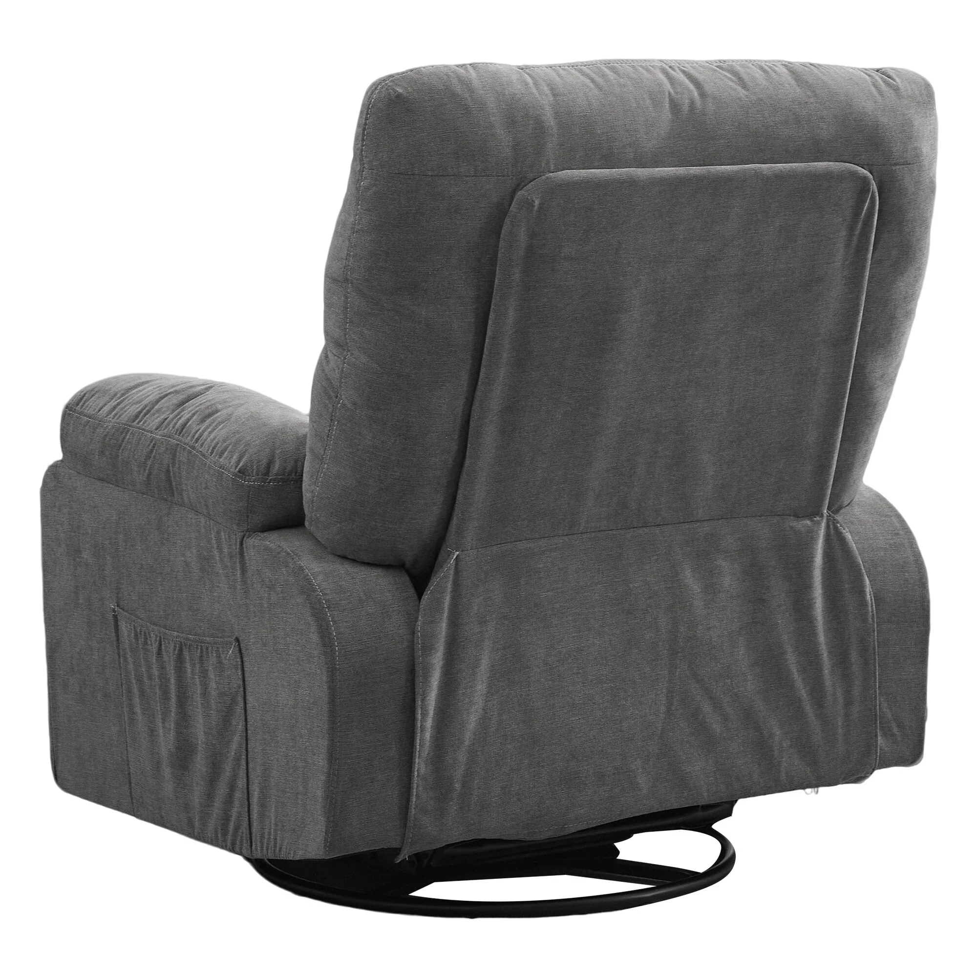 360�� Linen Swivel Rocker Recliner with Side Pockets