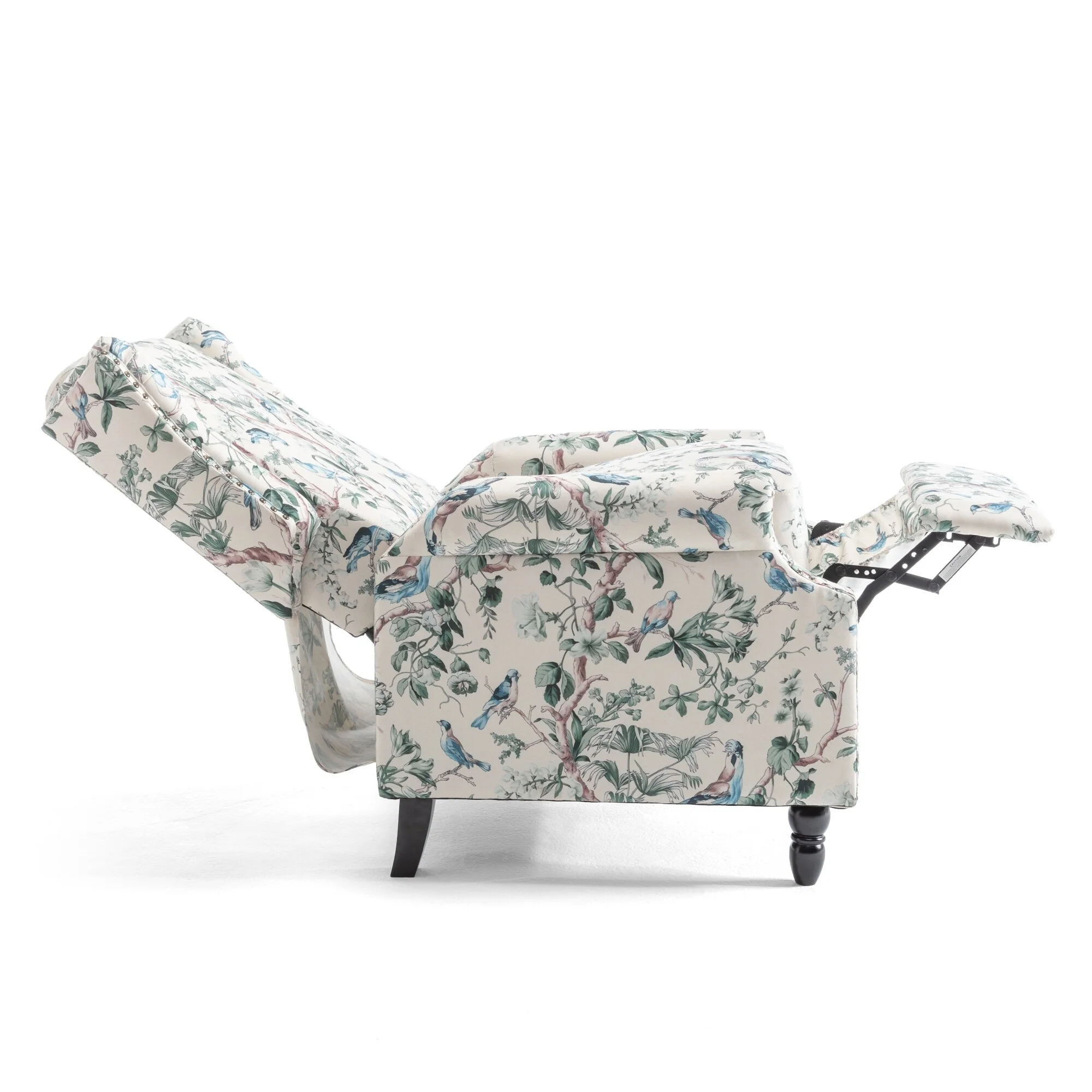 Linen Manual Upholstered Recliner with Wood Legs