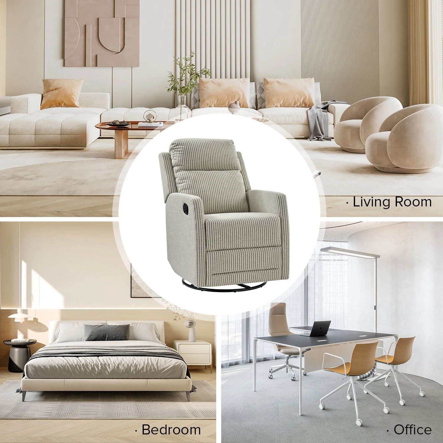 Diana Modern Polyester 360-degree Swivel Rocker Recliner by HULALA HOME