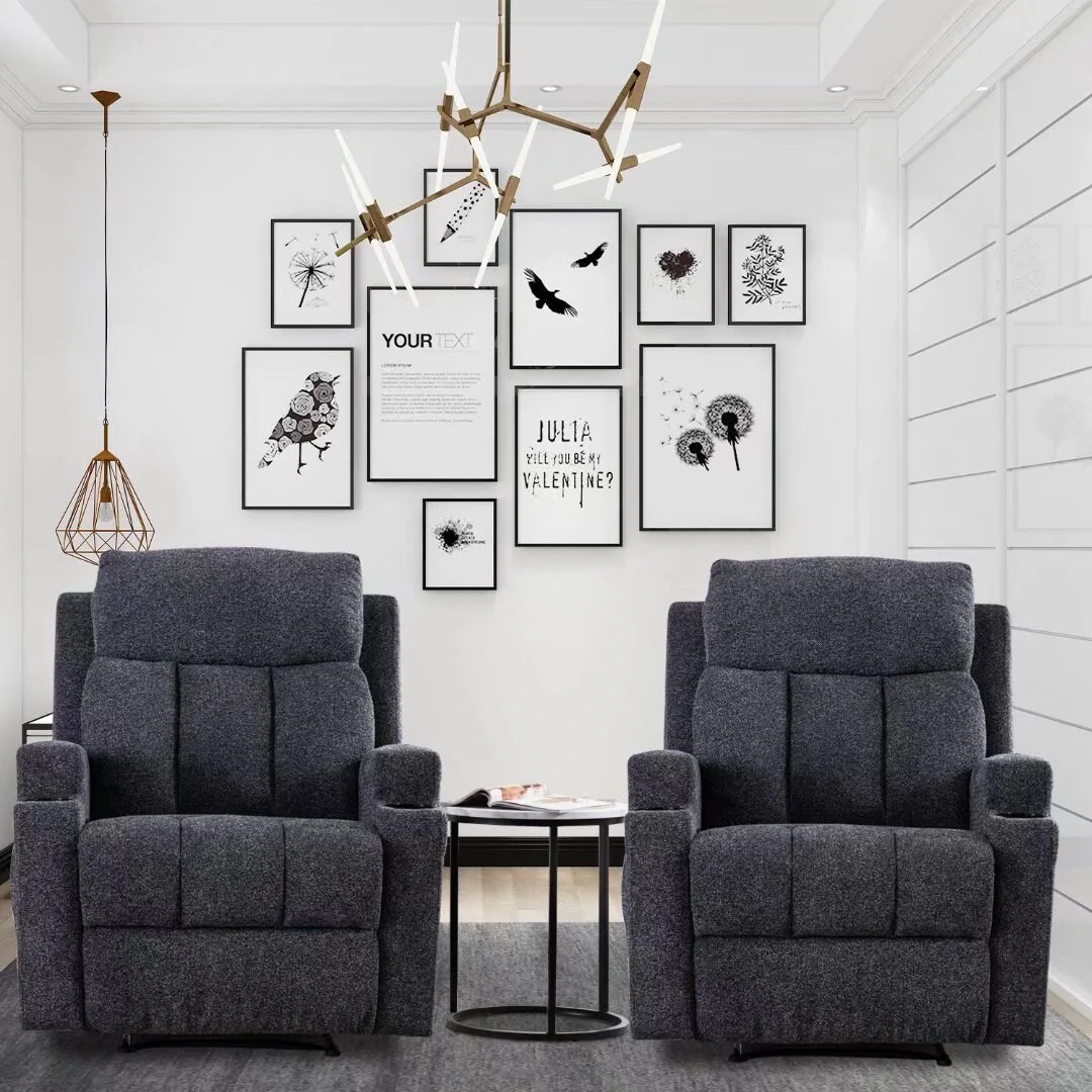 Massage Recliner and Manual Singles Sofa with Remote control