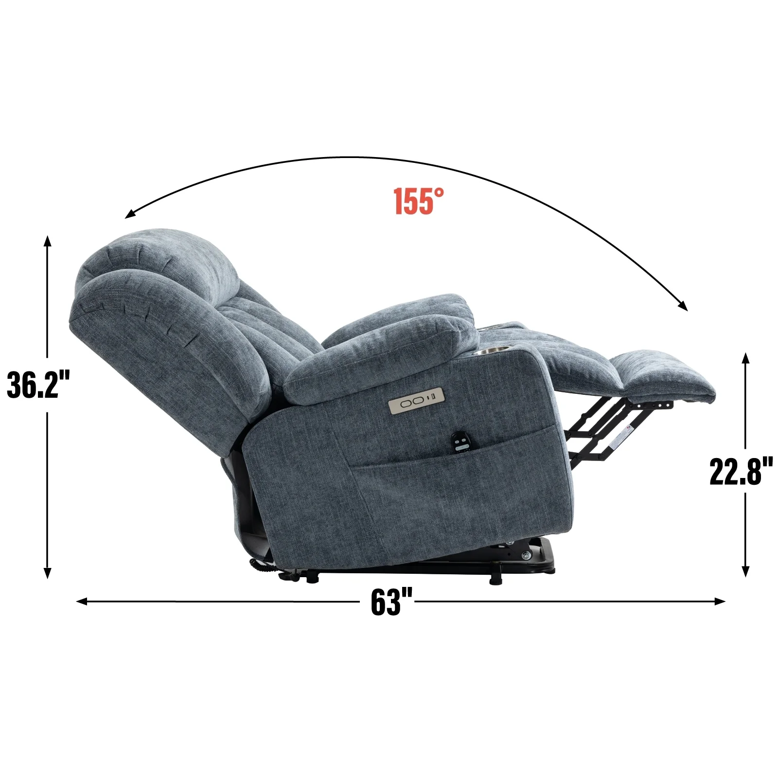 Electric Lift Recliner with Targeted Massage, Lumbar Heating, Dual USB Charging, and Stainless Steel Cup Holders